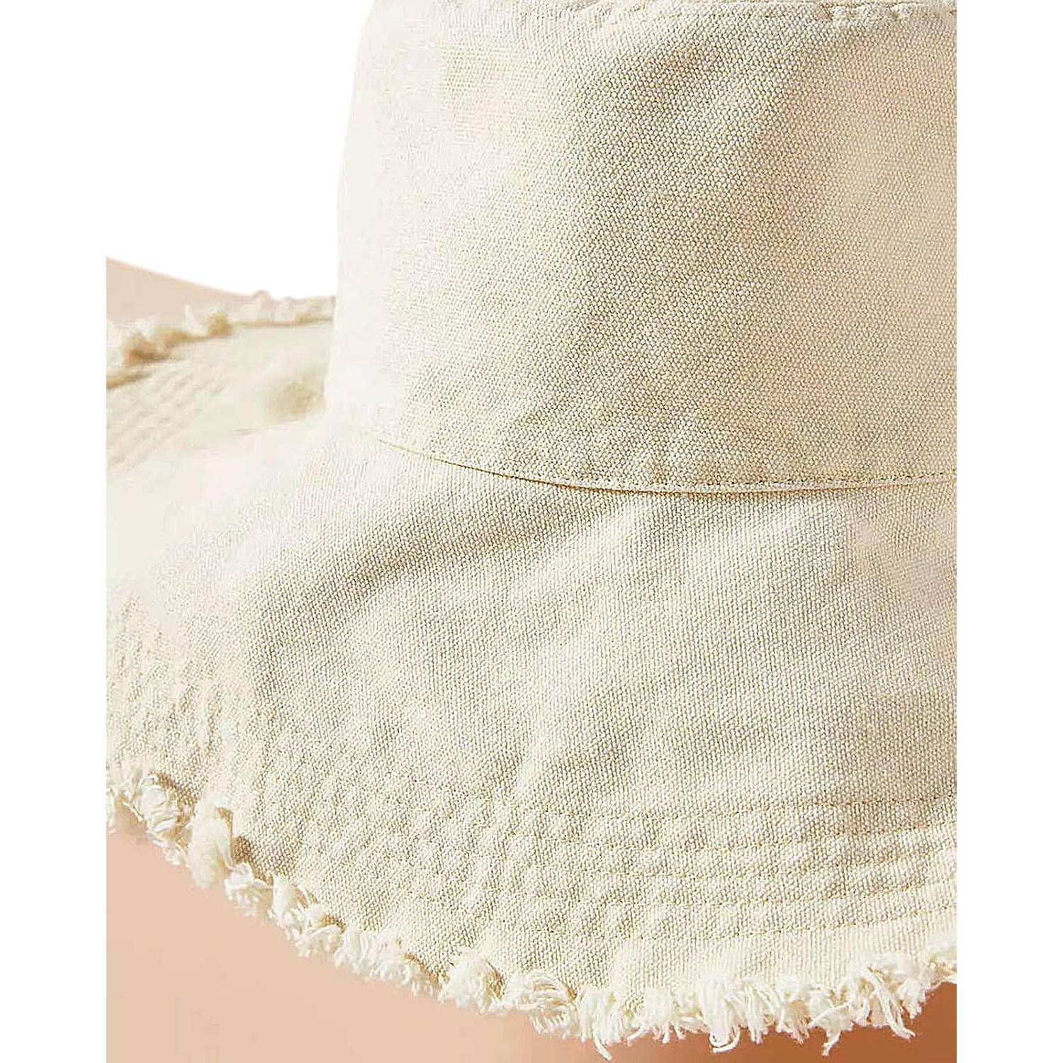 Sombrero de Cubo Beige para Mujeres Algodón UPF 50+ Plegable