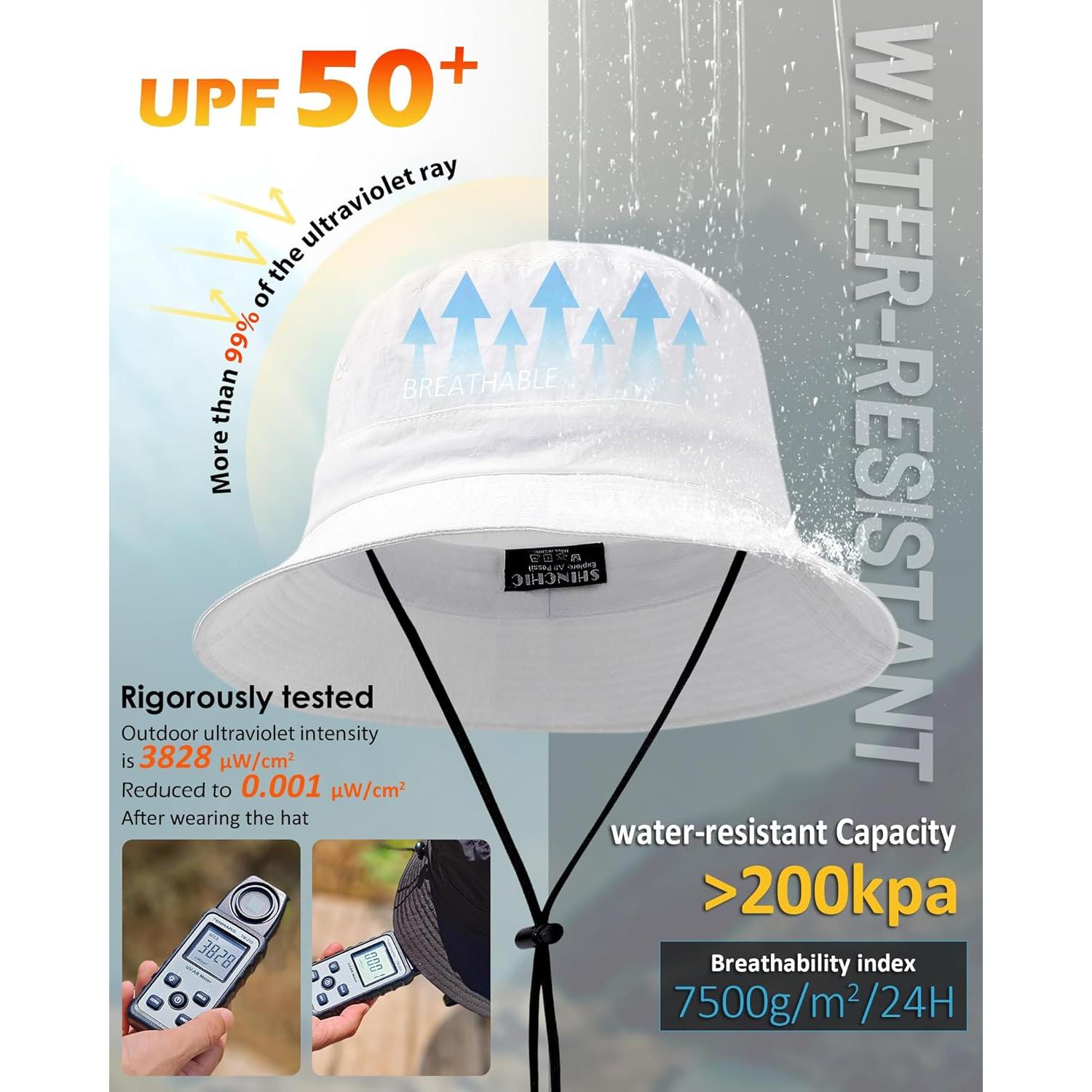 Sombrero de Cubo Impermeable UPF 50+ SHINCHIC Plegable Blanco