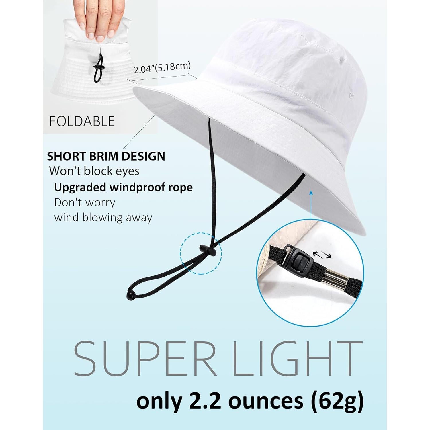 Sombrero de Cubo Impermeable UPF 50+ SHINCHIC Plegable Blanco