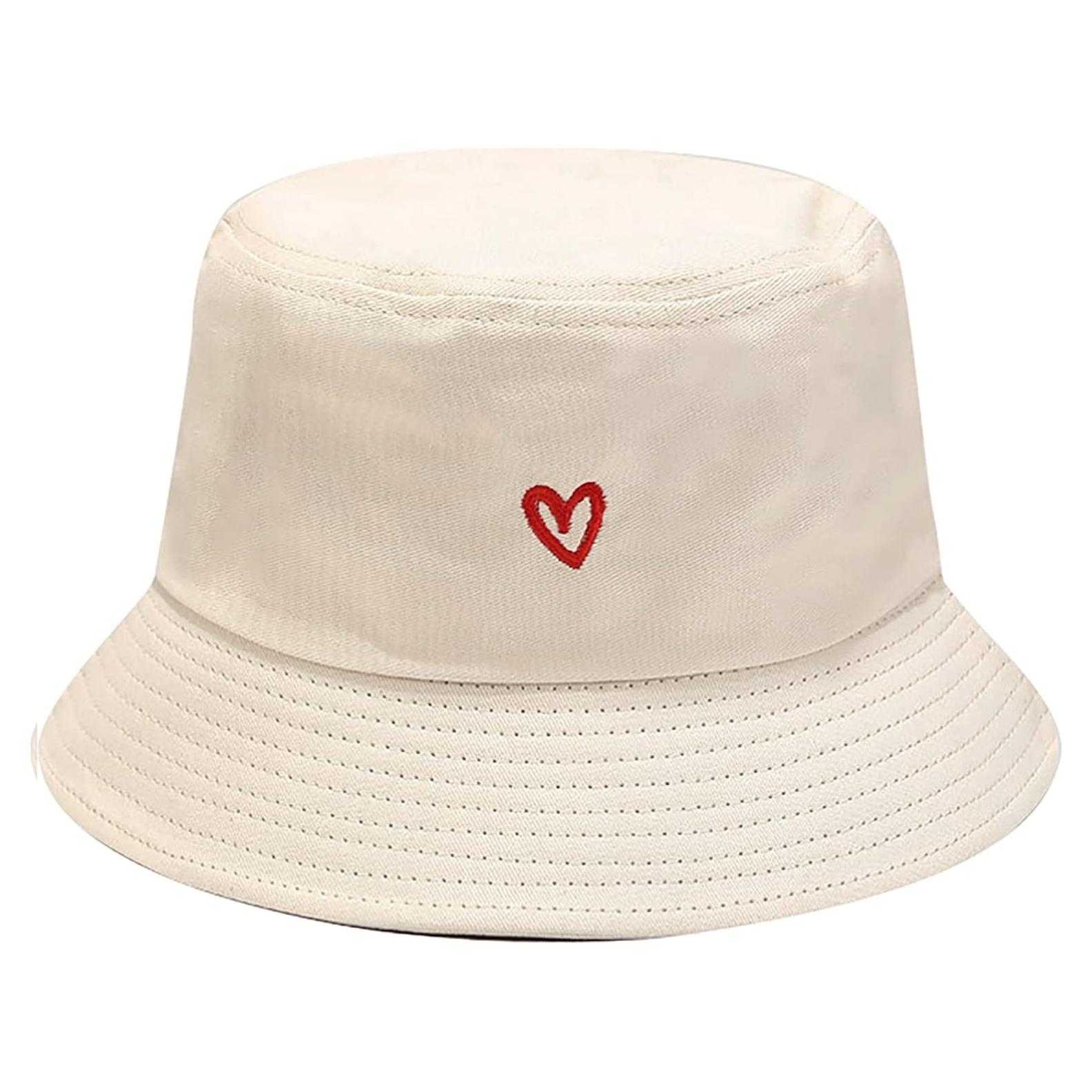 Sombrero de Cubo Bordado XYIYI Algodón Beige Unisex