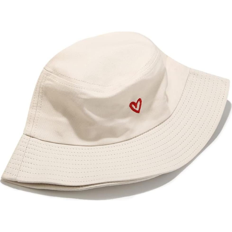 Sombrero de Cubo Bordado XYIYI Algodón Beige Unisex