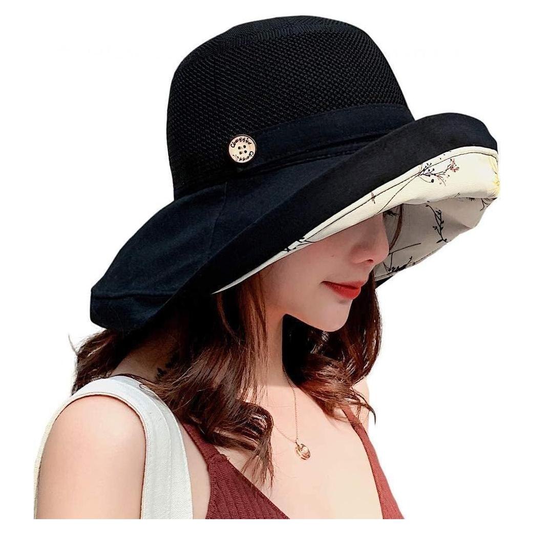Sombrero de Sol Plegable UV UPF50+ para Mujeres - Negro