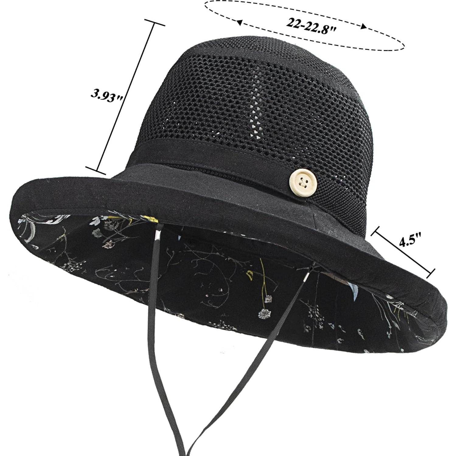 Sombrero de Sol Plegable UV UPF50+ para Mujeres - Negro
