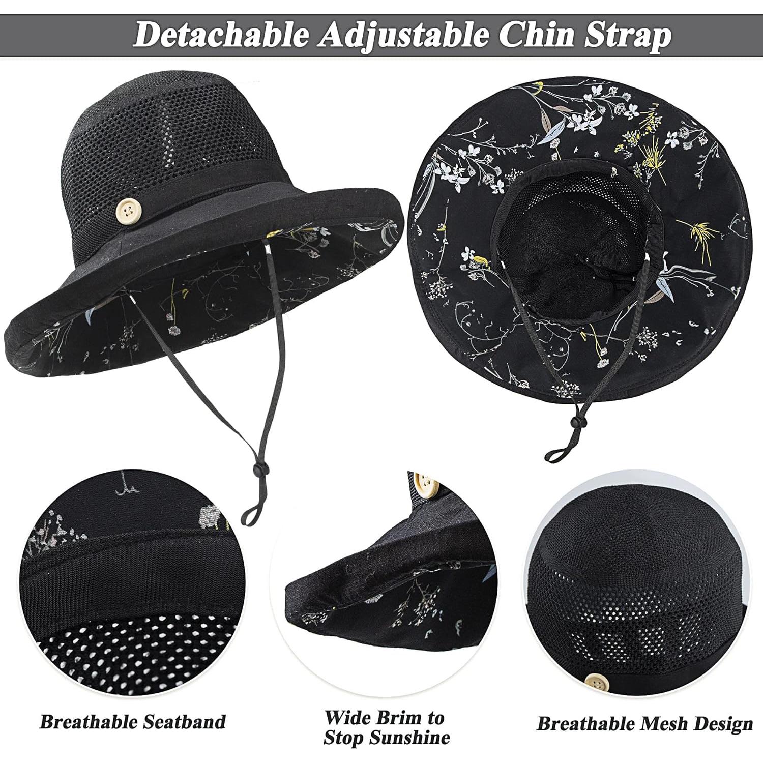 Sombrero de Sol Plegable UV UPF50+ para Mujeres - Negro