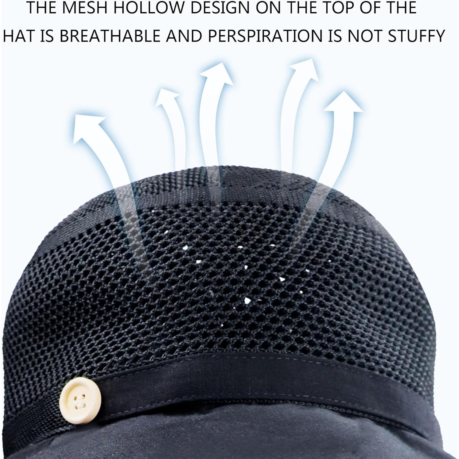 Sombrero de Sol Plegable UV UPF50+ para Mujeres - Negro