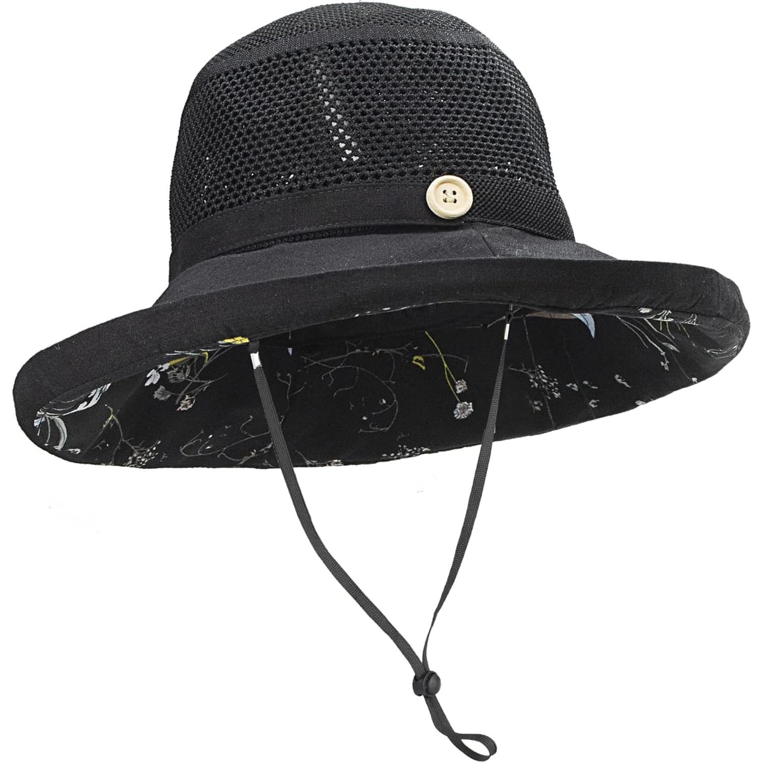 Sombrero de Sol Plegable UV UPF50+ para Mujeres - Negro