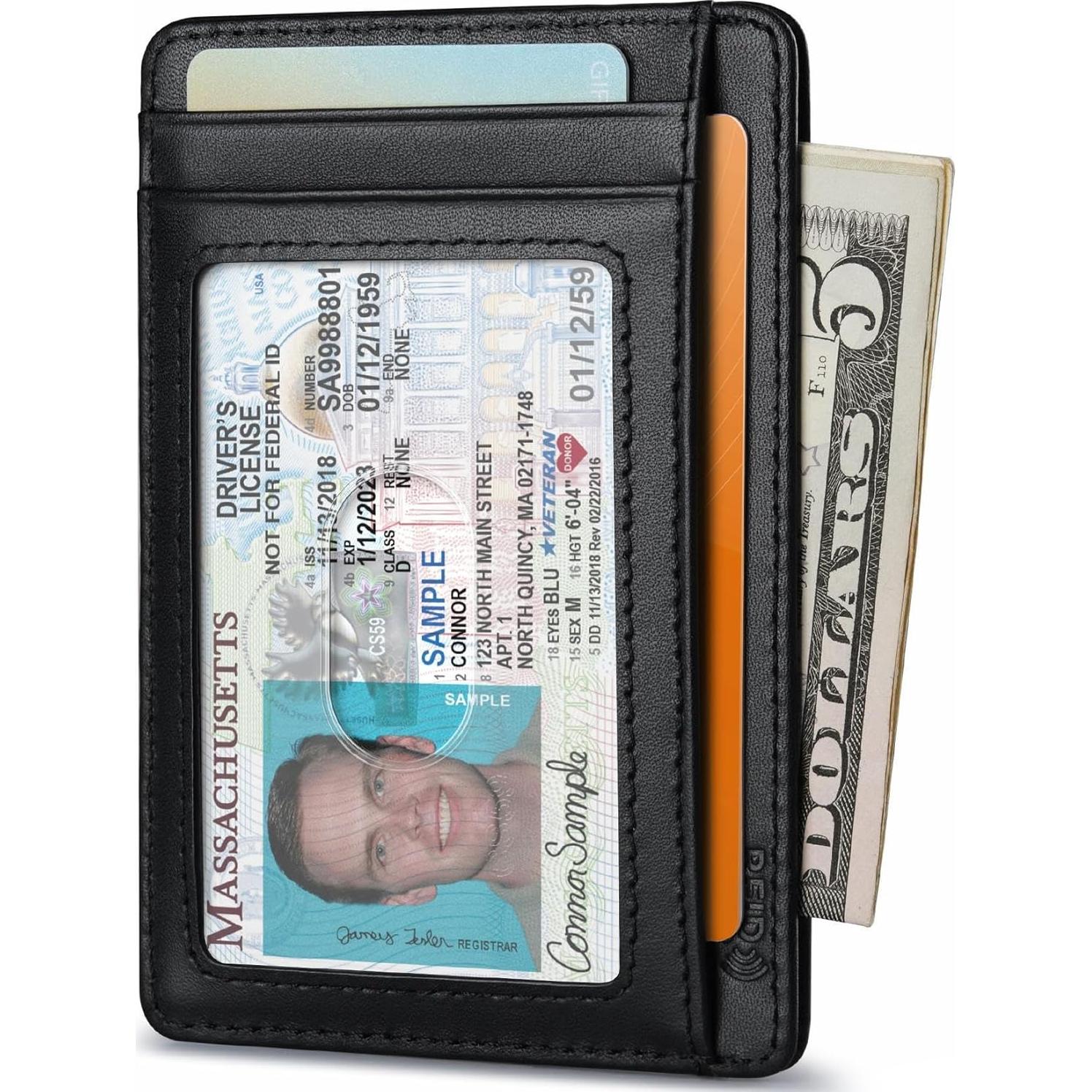 Billetera Slim Buffway Minimalista RFID para Hombre y Mujer - Negro