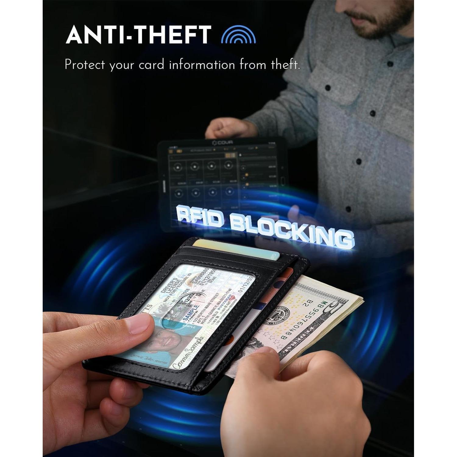 Billetera Slim Buffway Minimalista RFID para Hombre y Mujer - Negro