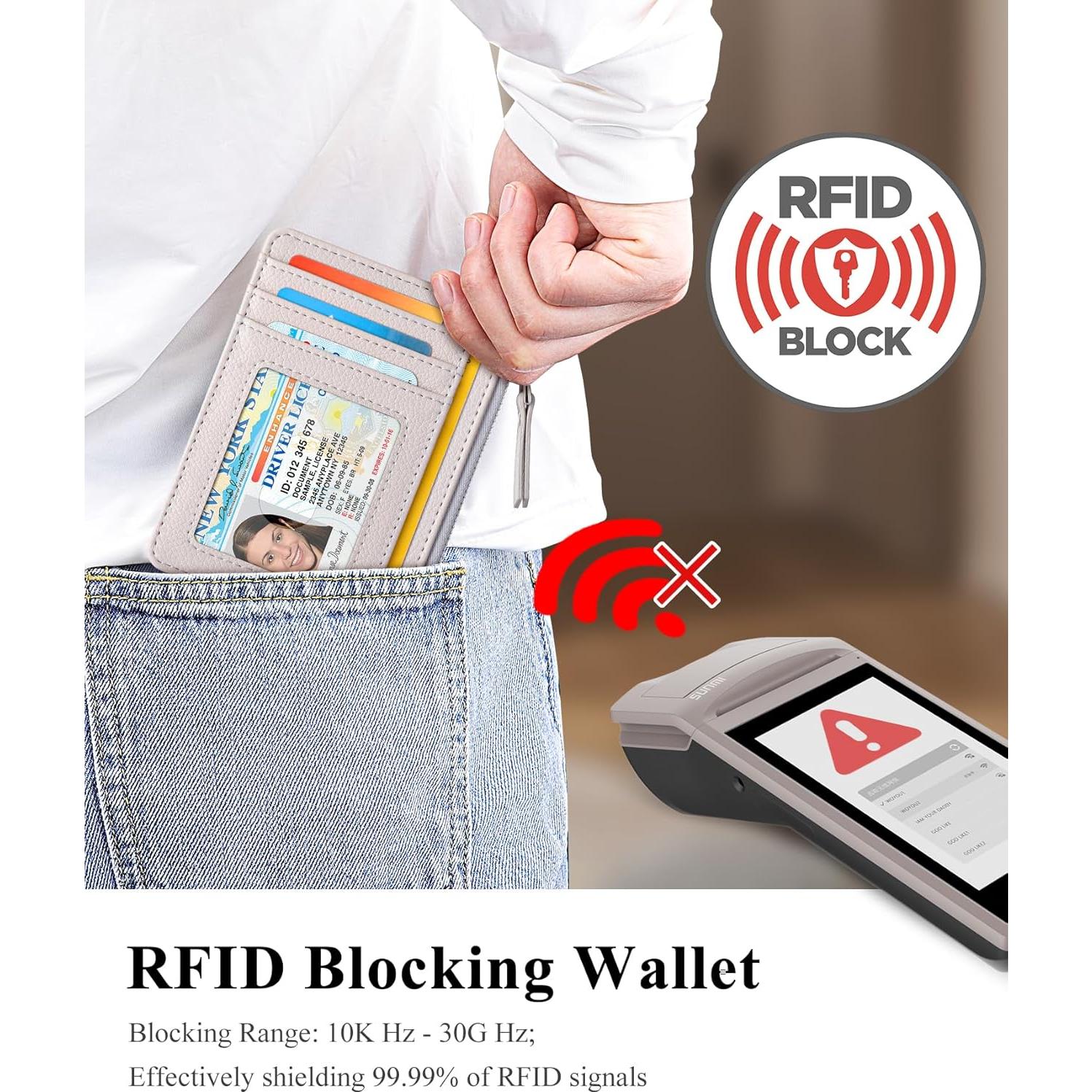 Billetera delgada Teskyer RFID beige 9 compartimentos 0.2cm