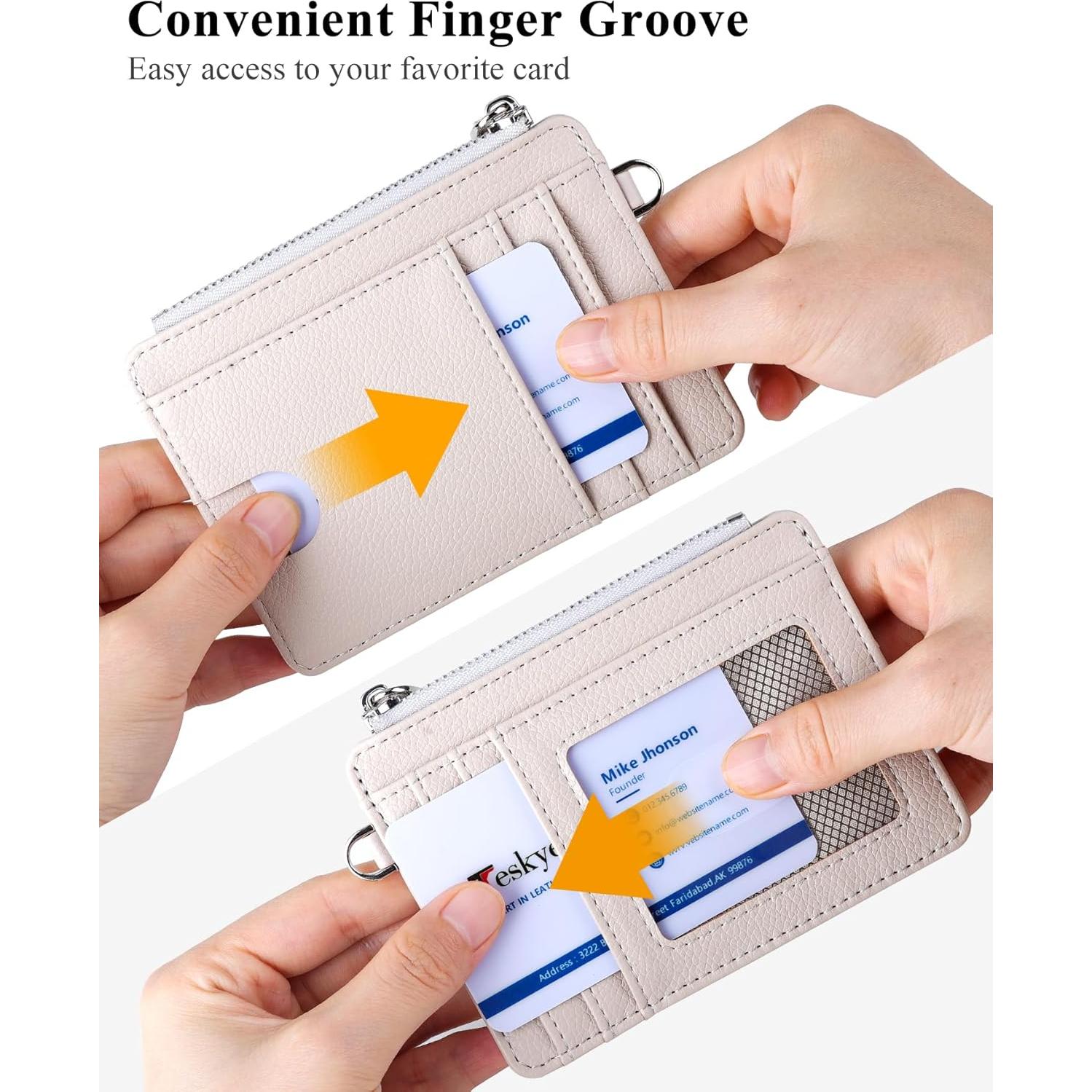 Billetera delgada Teskyer RFID beige 9 compartimentos 0.2cm