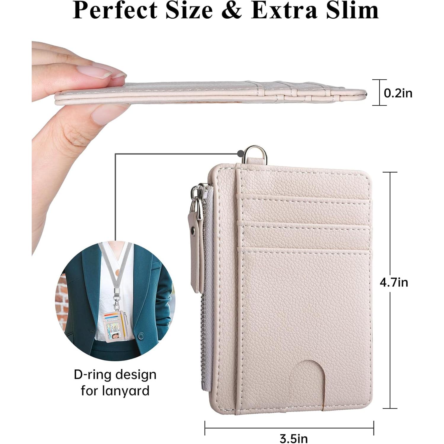 Billetera delgada Teskyer RFID beige 9 compartimentos 0.2cm