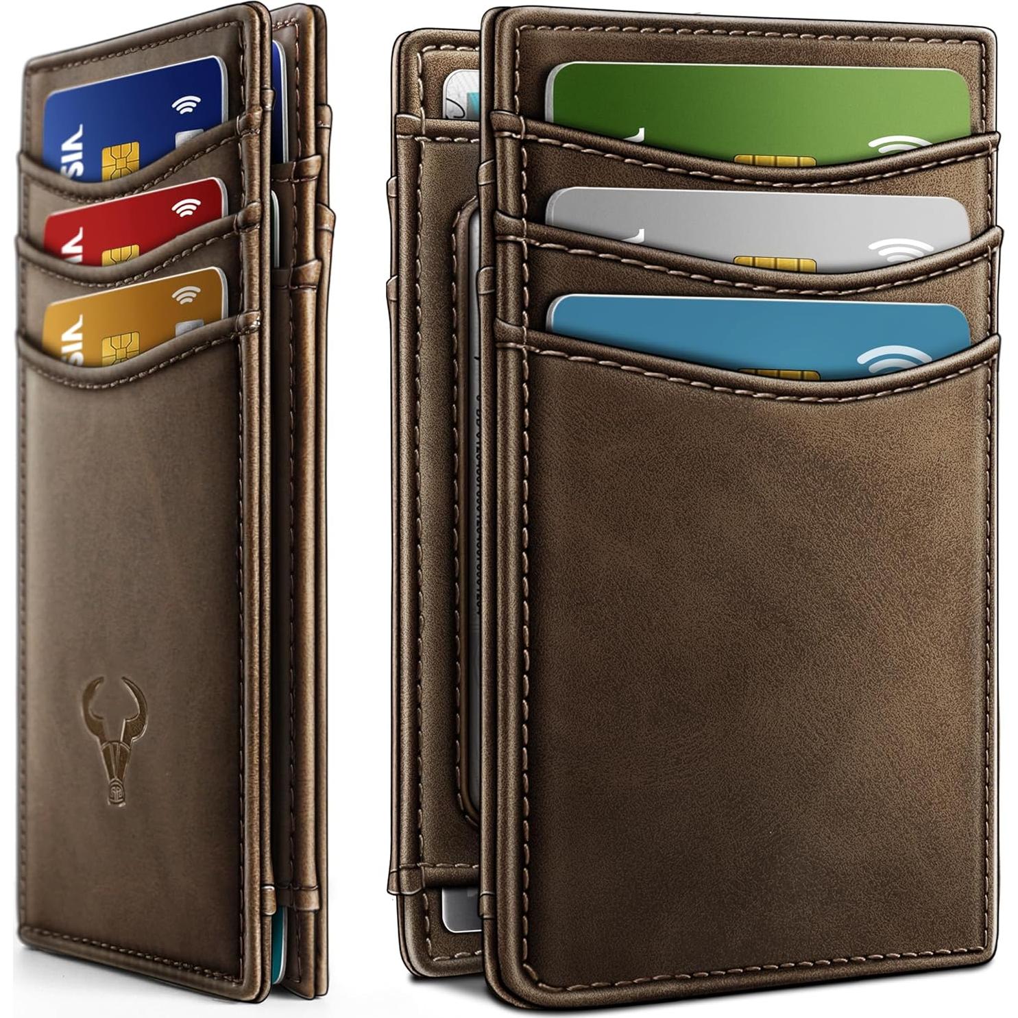 Billetera delgada Bulliant para hombres con bloqueo RFID - 12 tarjetas