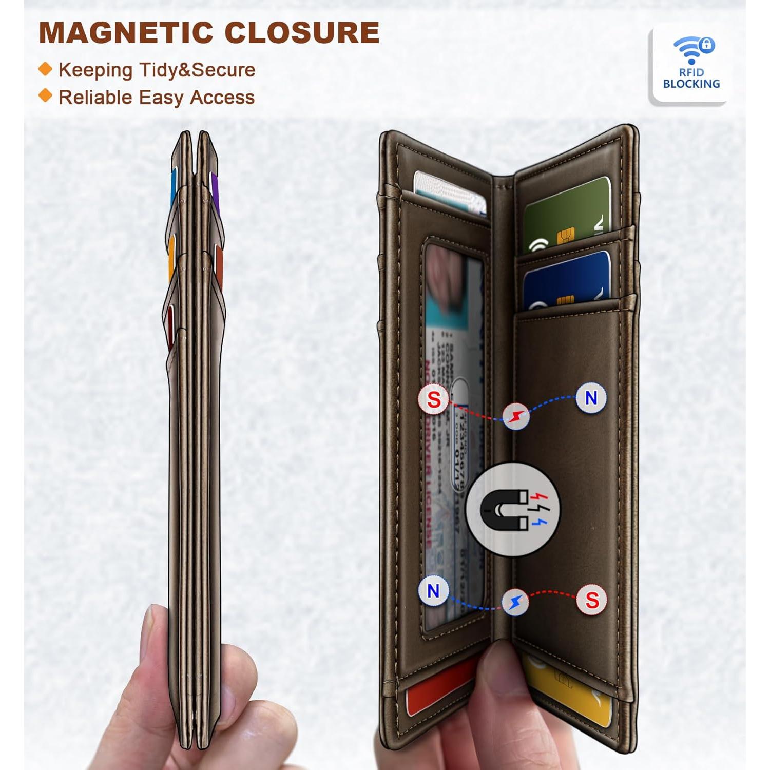 Billetera delgada Bulliant para hombres con bloqueo RFID - 12 tarjetas
