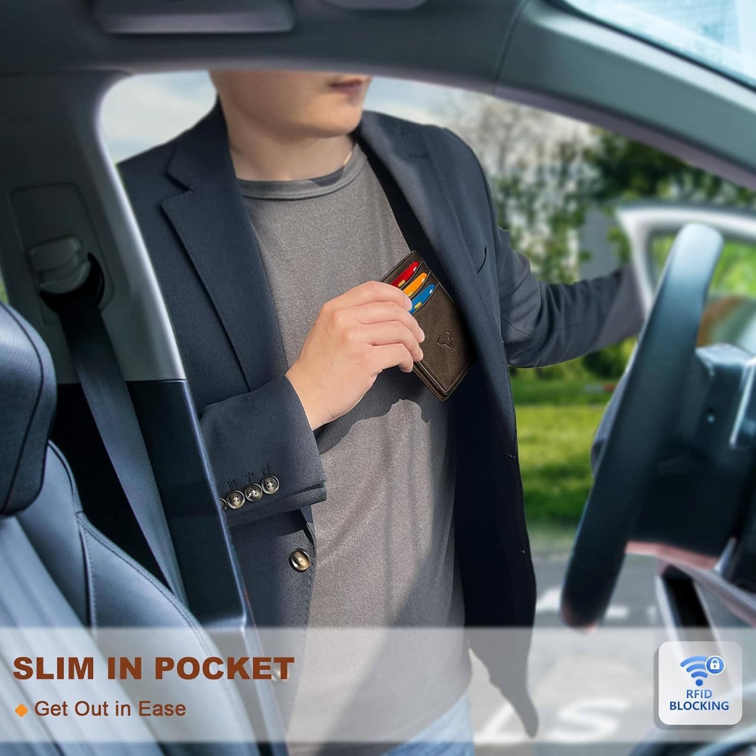 Billetera delgada Bulliant para hombres con bloqueo RFID - 12 tarjetas