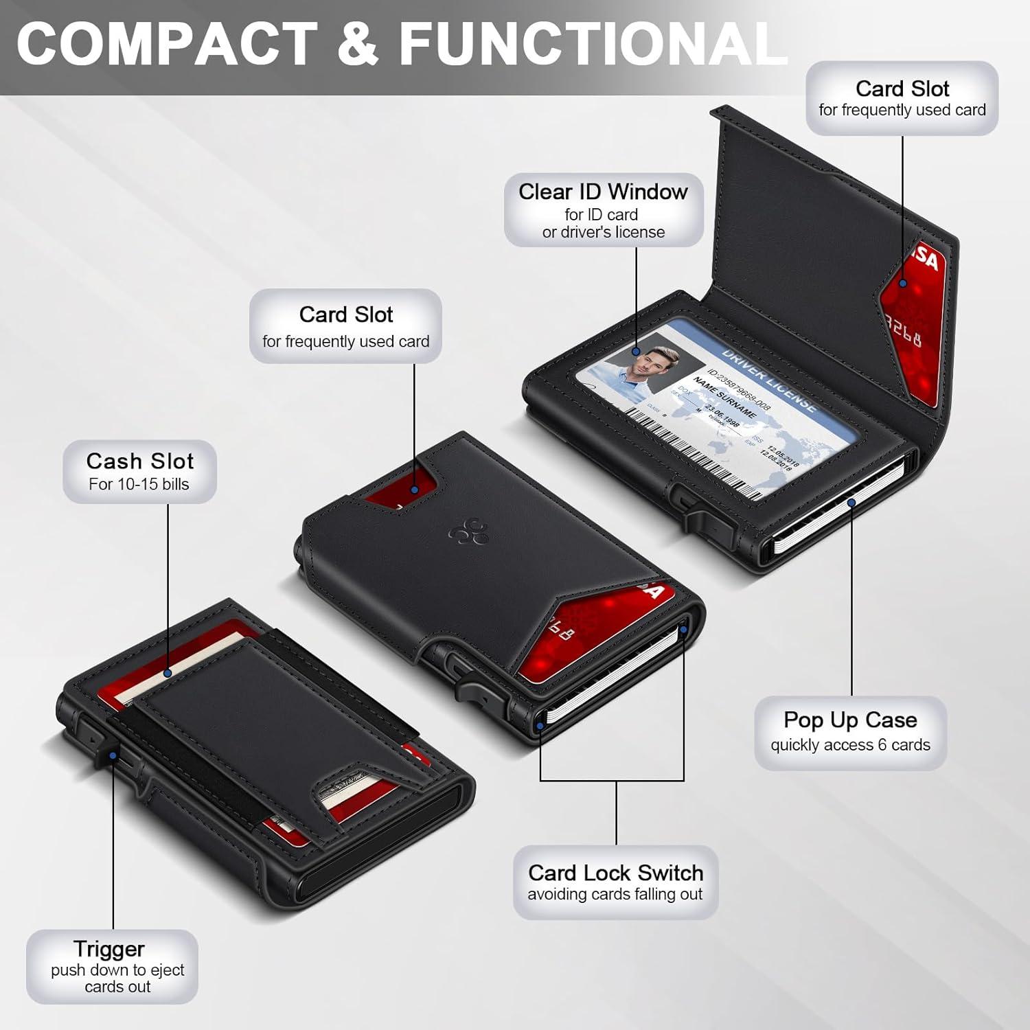 Billetera Minimalista SEMORID con Bloqueo RFID - Negro