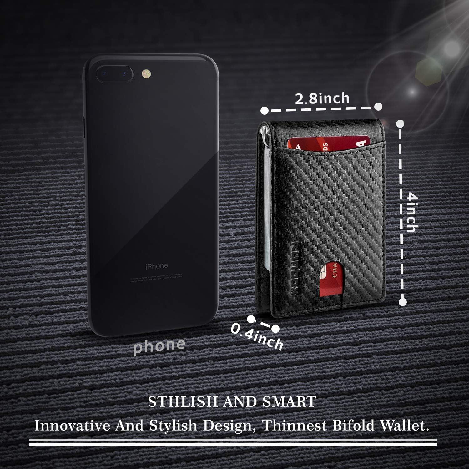 Billetera delgada RUNBOX de cuero con bloqueo RFID para hombres