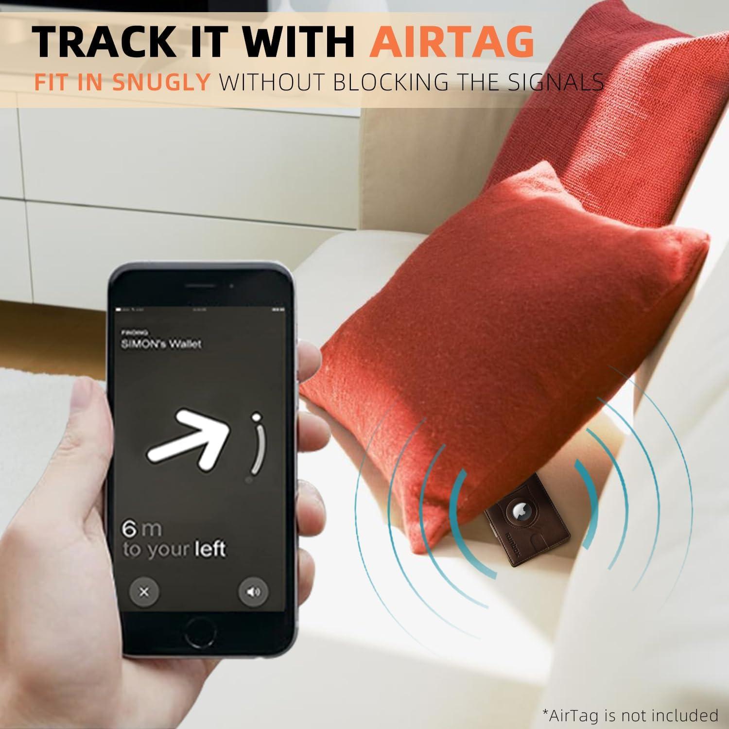 Cartera RUNBOX AirTag para Hombres Slim con Bloqueo RFID