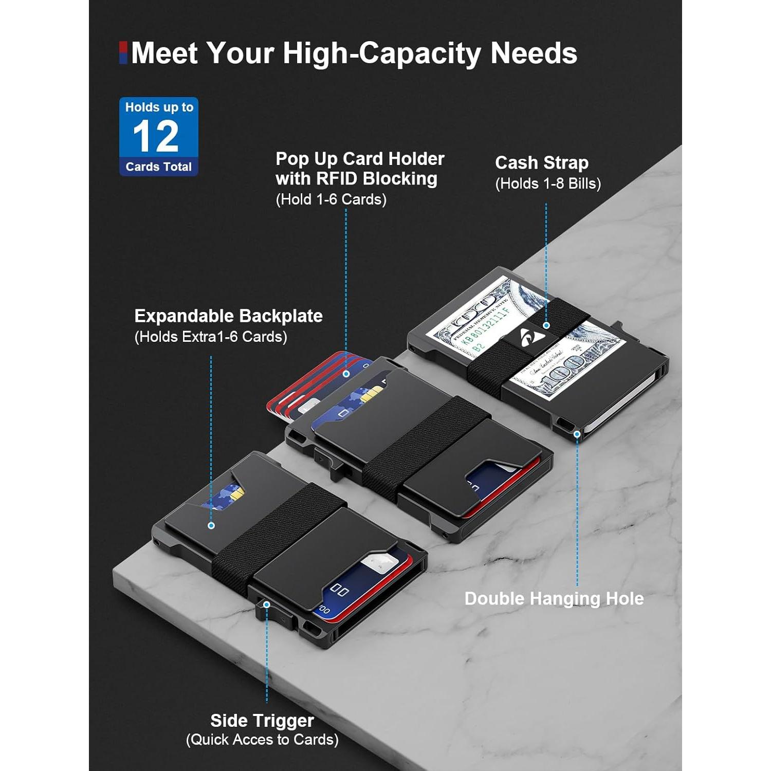 Billetera delgada dwnkove para hombres, bloqueadora RFID, negra