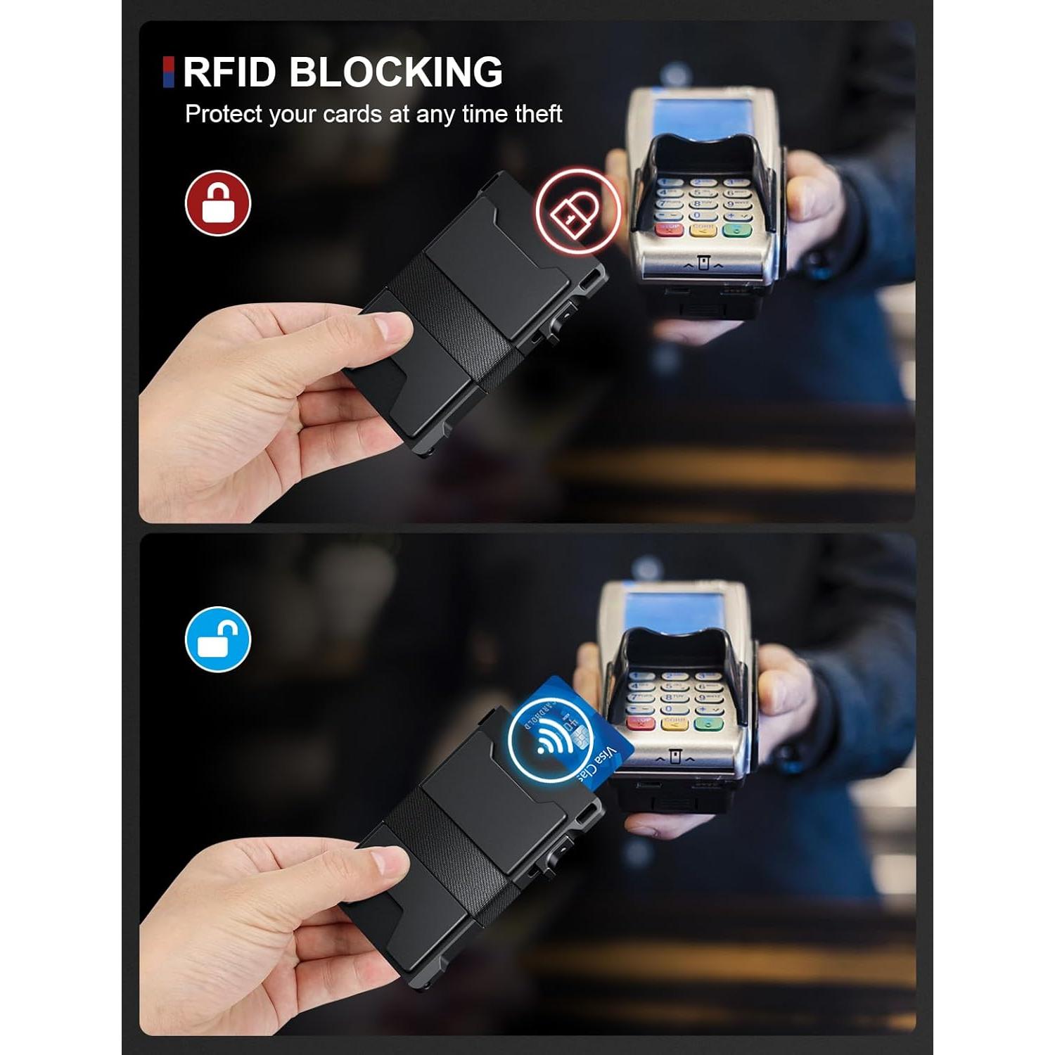 Billetera delgada dwnkove para hombres, bloqueadora RFID, negra