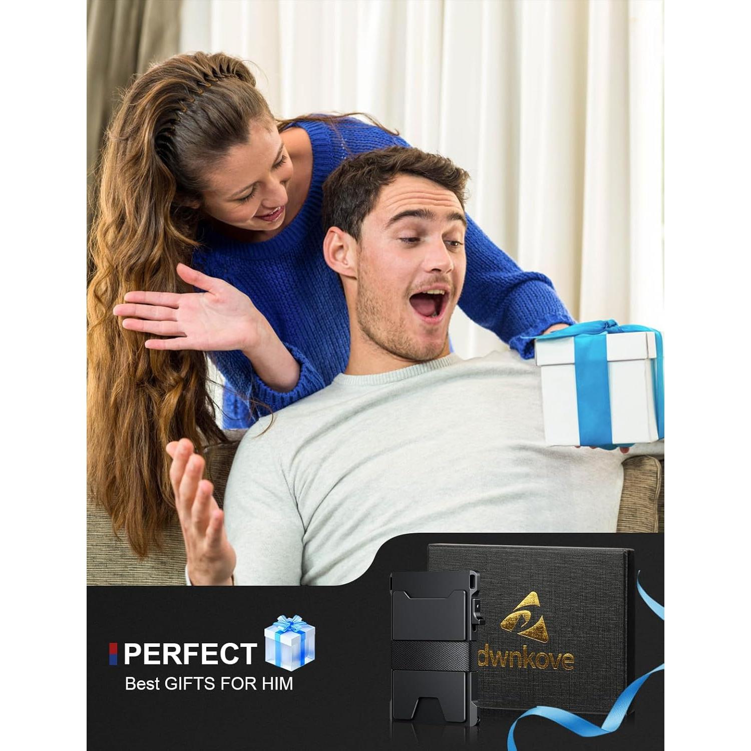 Billetera delgada dwnkove para hombres, bloqueadora RFID, negra