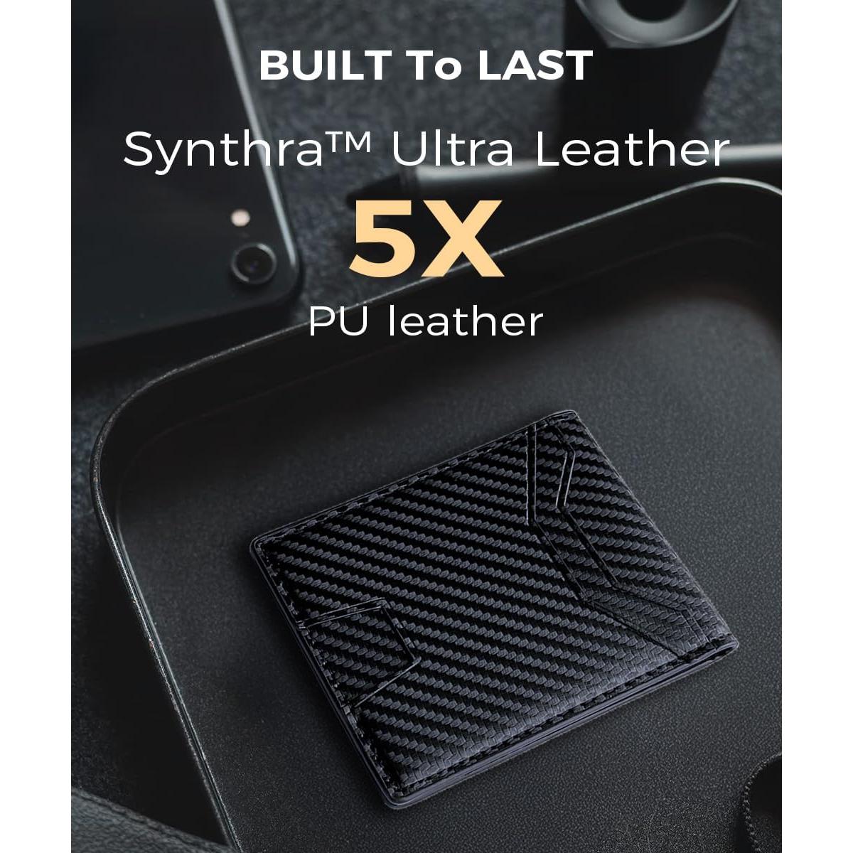 Cartera Slim RFID para Hombres Synthra Ultra Negra Bifold