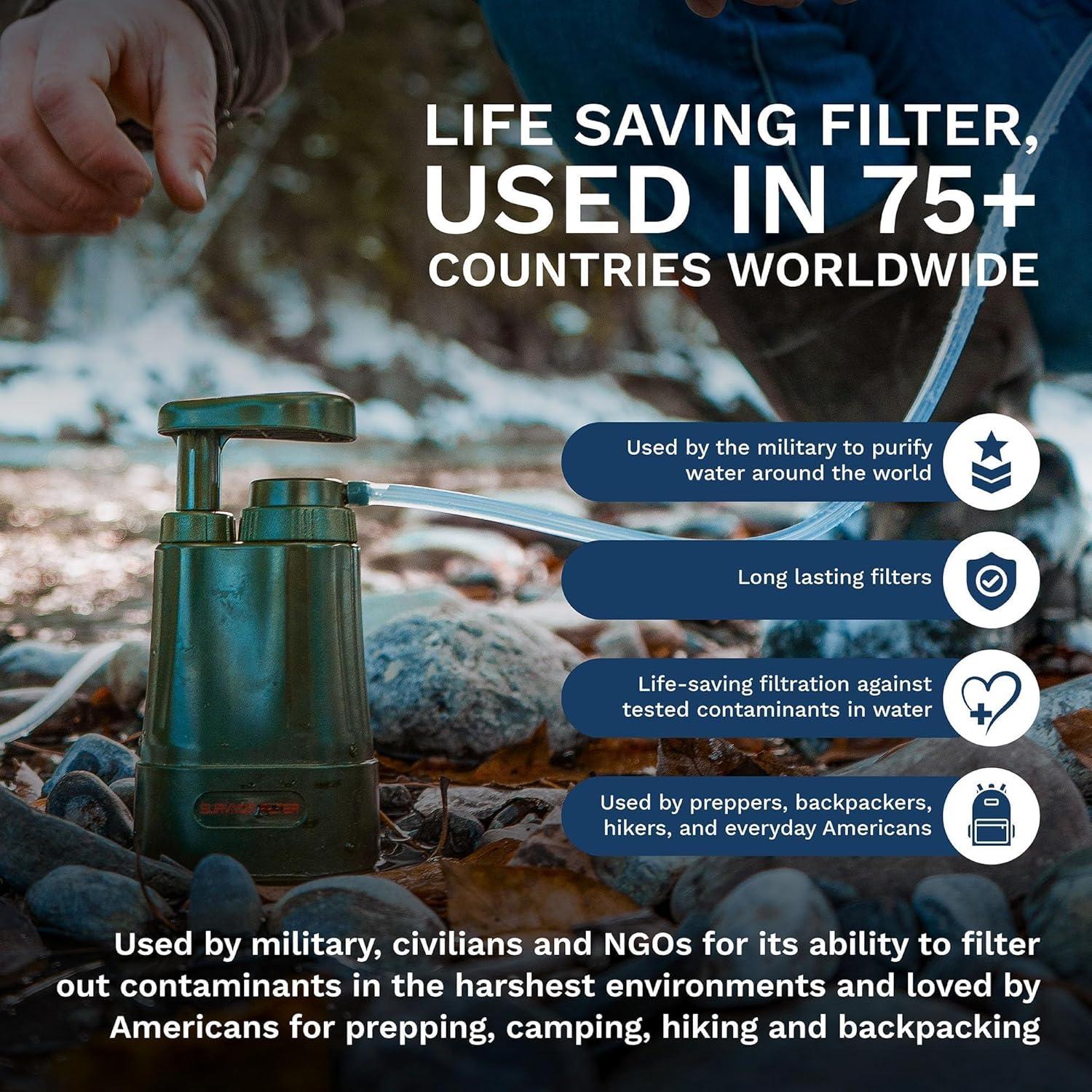 Filtro de Agua Survivor Filter PRO - Bomba Manual 500 ml/min