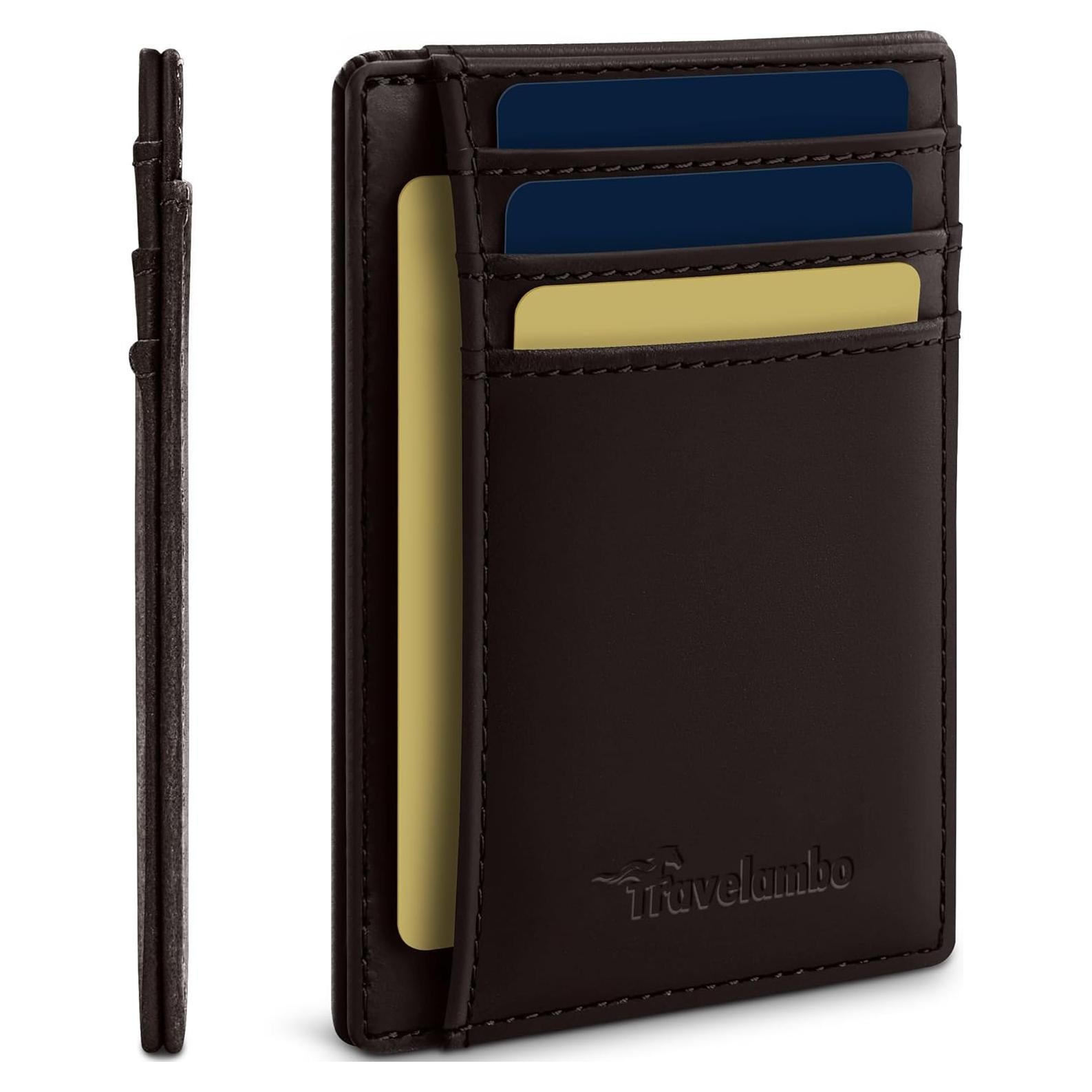 Billetera de Cuero Genuino Travelambo con Bloqueo RFID