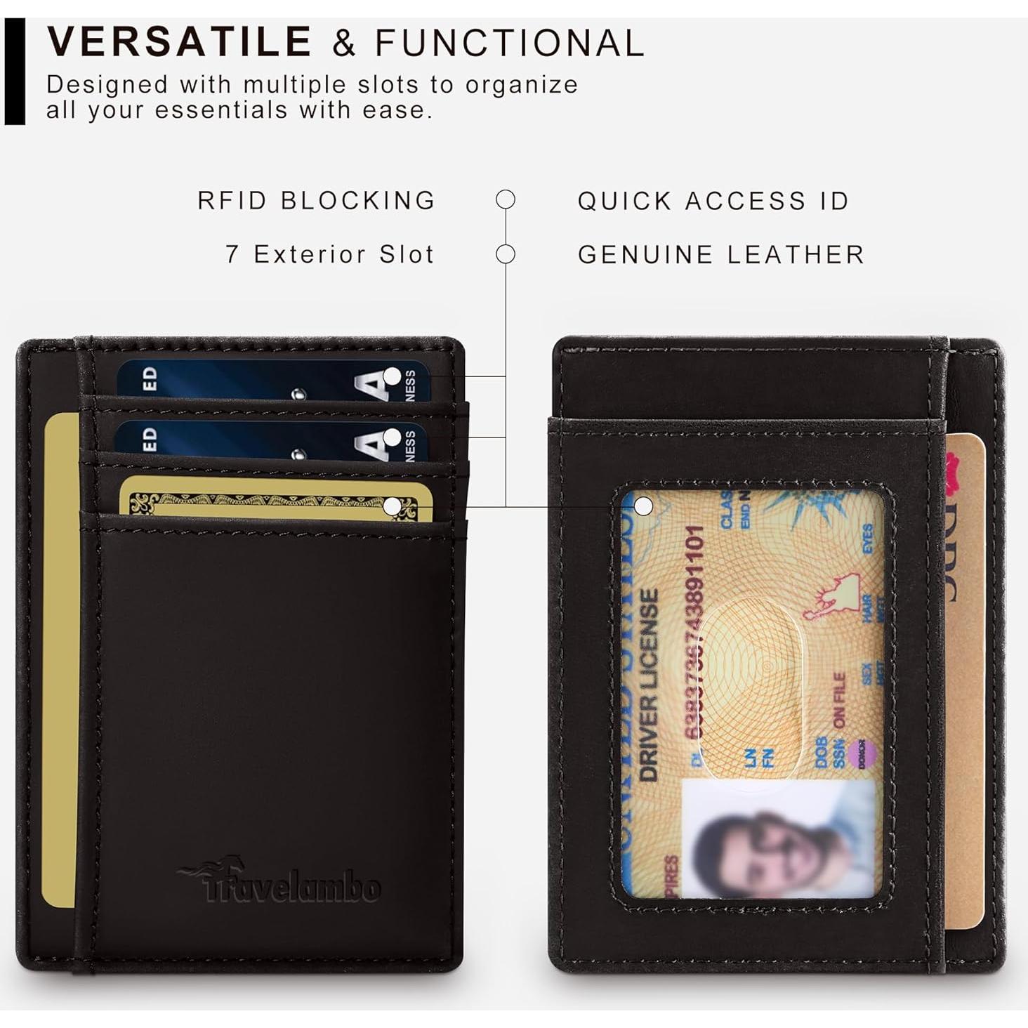 Billetera de Cuero Genuino Travelambo con Bloqueo RFID