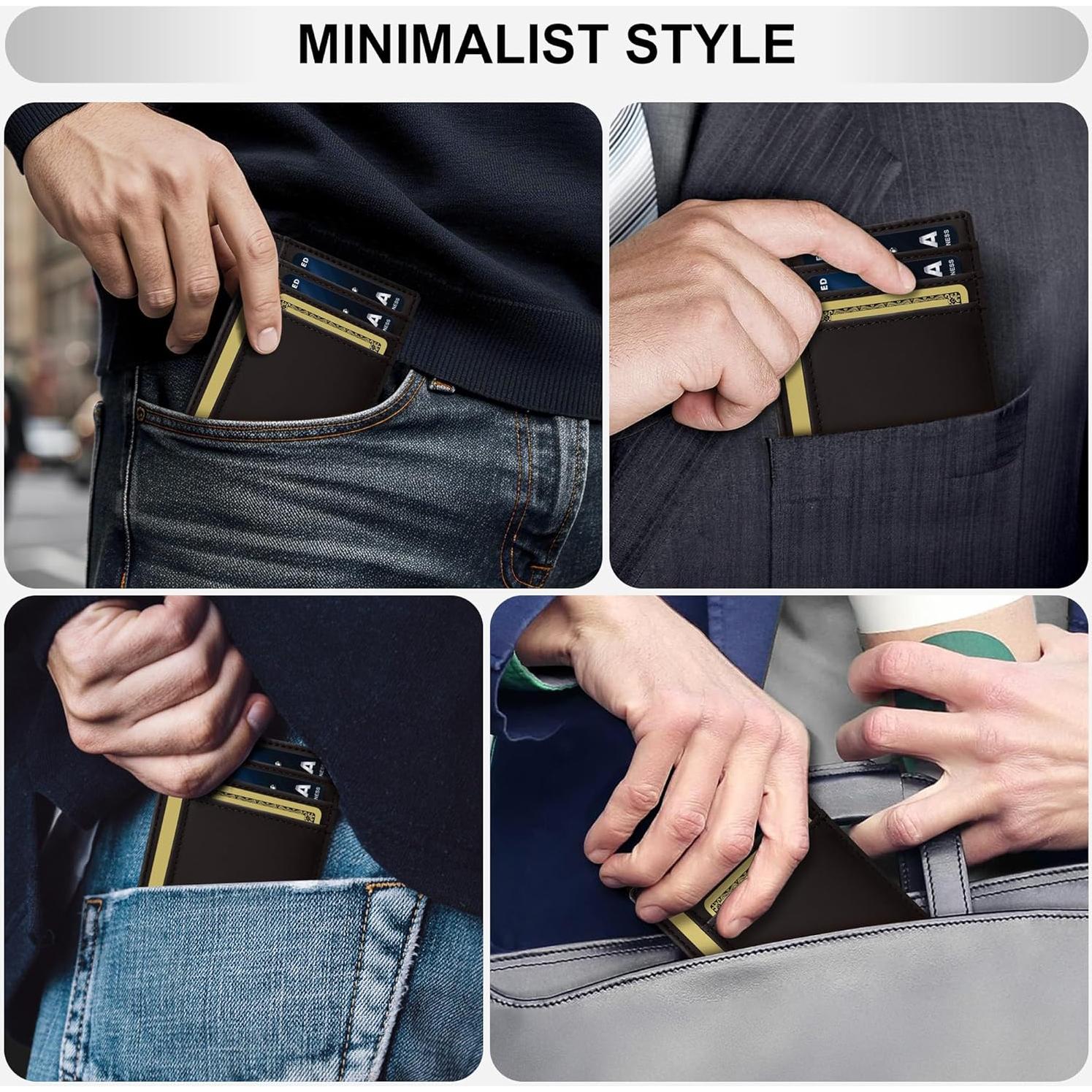 Billetera de Cuero Genuino Travelambo con Bloqueo RFID