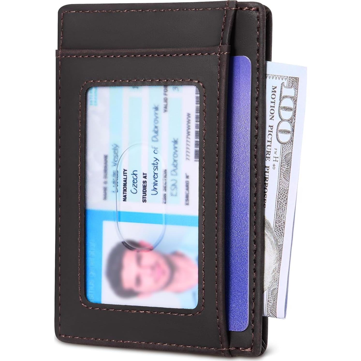 Billetera de Cuero Genuino Travelambo con Bloqueo RFID