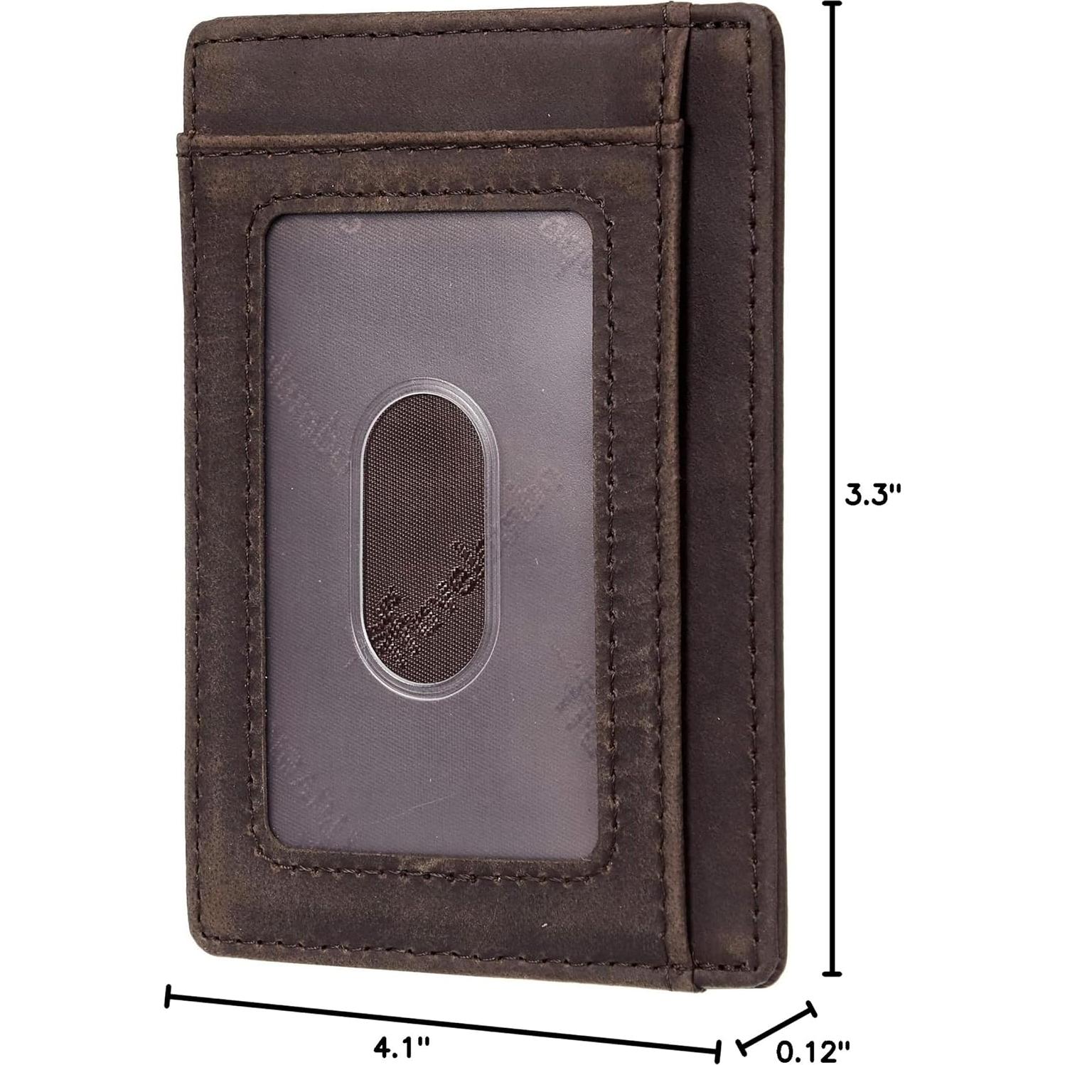 Billetera de Cuero Genuino Travelambo con Bloqueo RFID