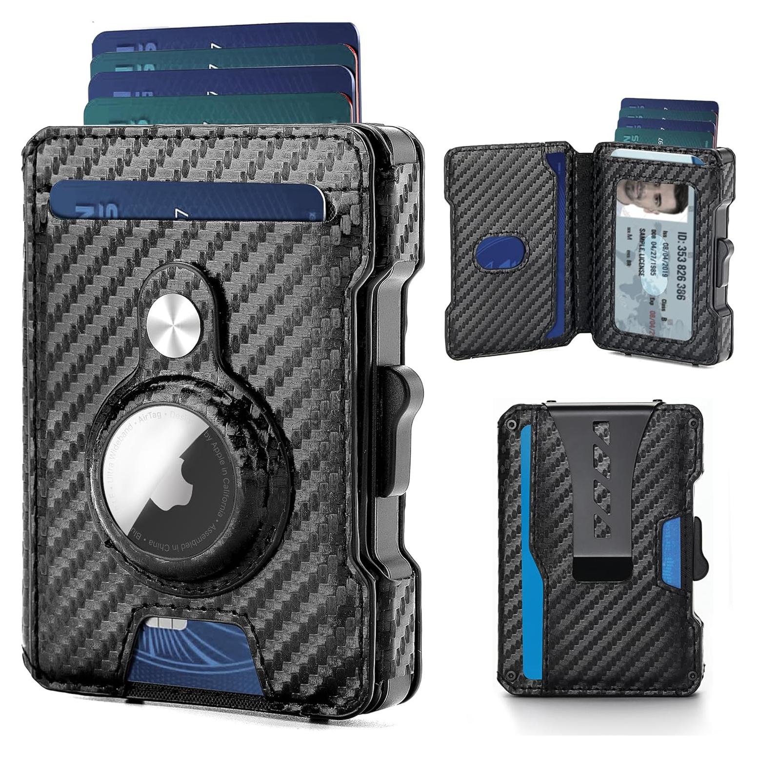 Billetera delgada AirTag Airzoo con bloqueo RFID - Negro