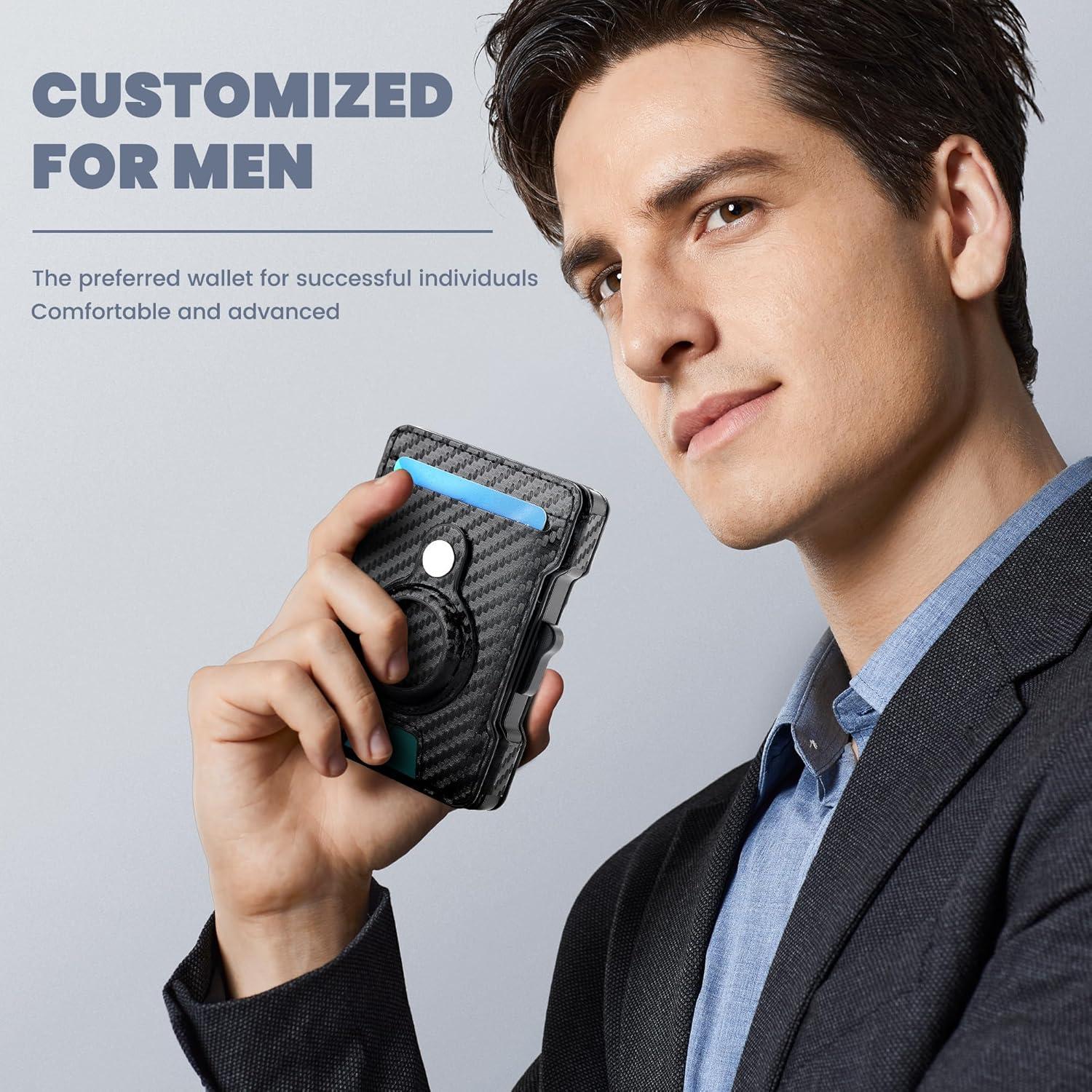 Billetera delgada AirTag Airzoo con bloqueo RFID - Negro