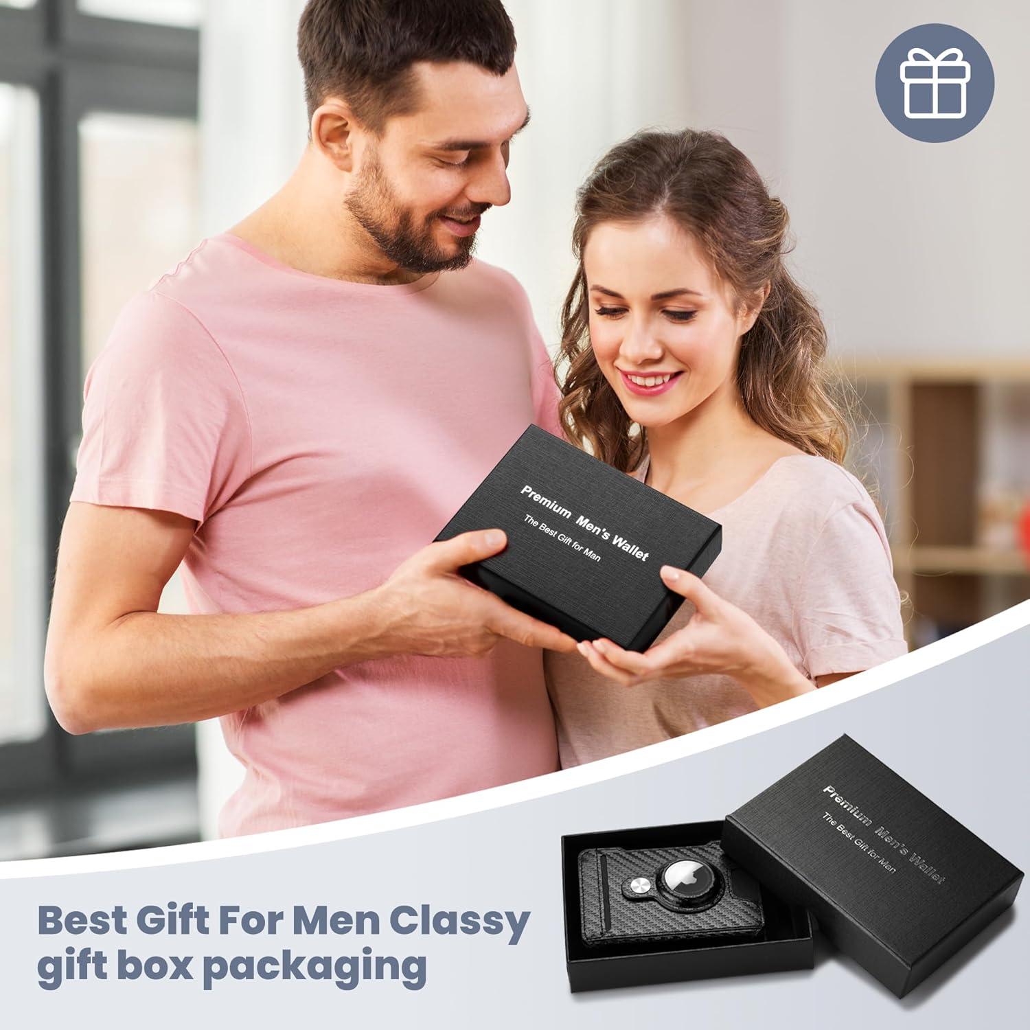 Billetera delgada AirTag Airzoo con bloqueo RFID - Negro