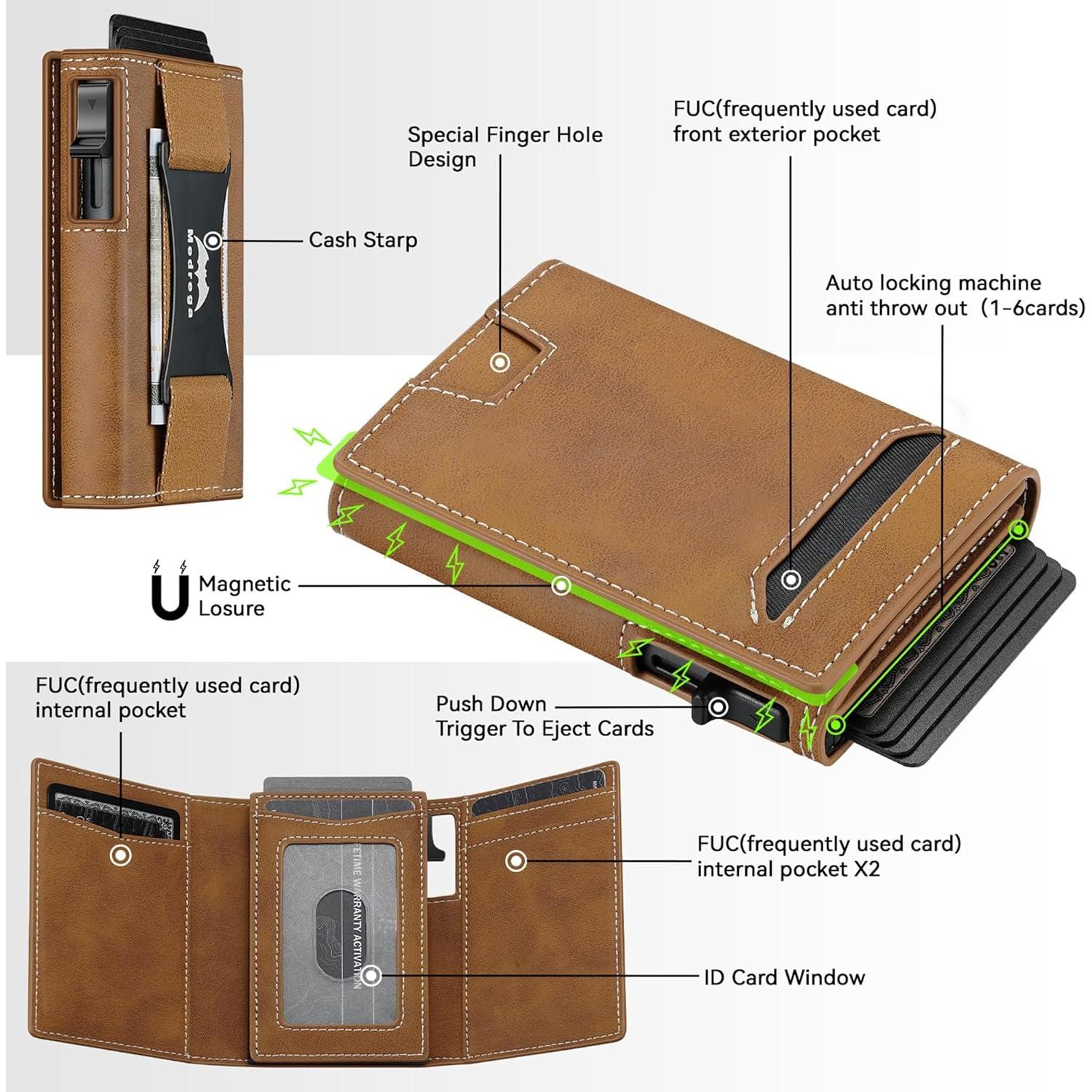 Billetera de Cuero Minimalista para Hombre J005-Smart RFID