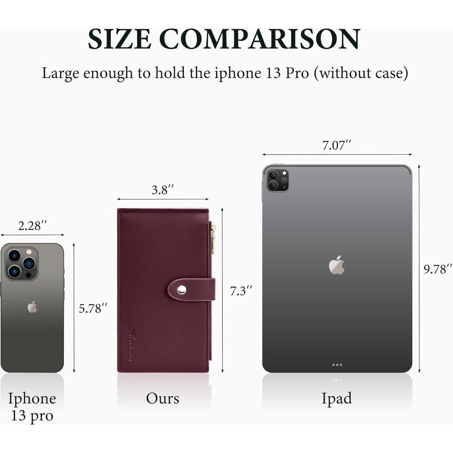 Cartera de Cuero Travelambo para Mujeres con Bloqueo RFID - Rojo Vino