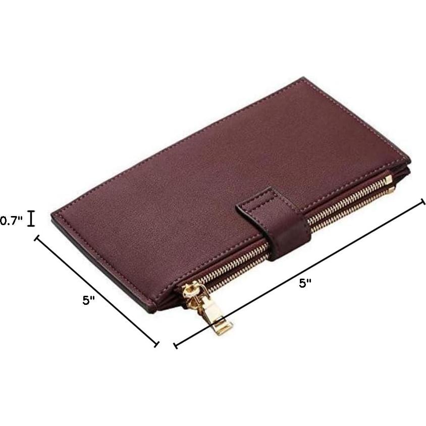 Cartera de Cuero Travelambo para Mujeres con Bloqueo RFID - Rojo Vino