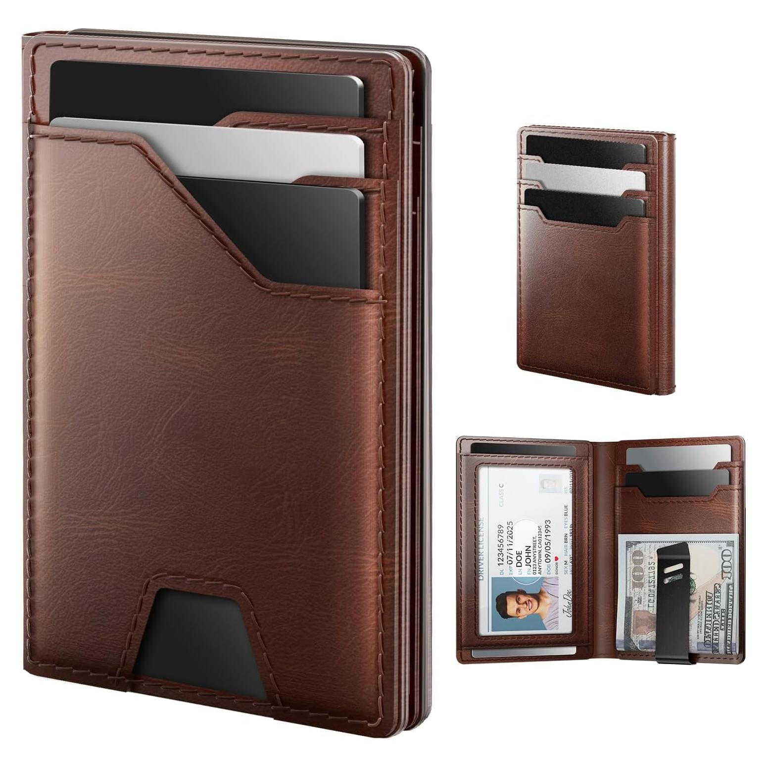 Cartera de Cuero Typecase para Hombres con Bloqueo RFID - Marrón