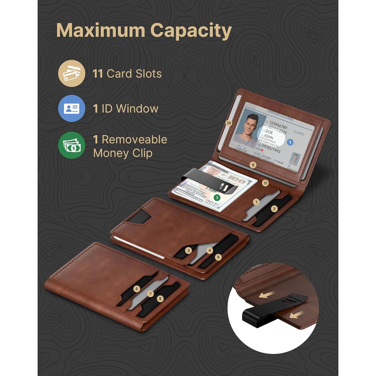 Cartera de Cuero Typecase para Hombres con Bloqueo RFID - Marrón