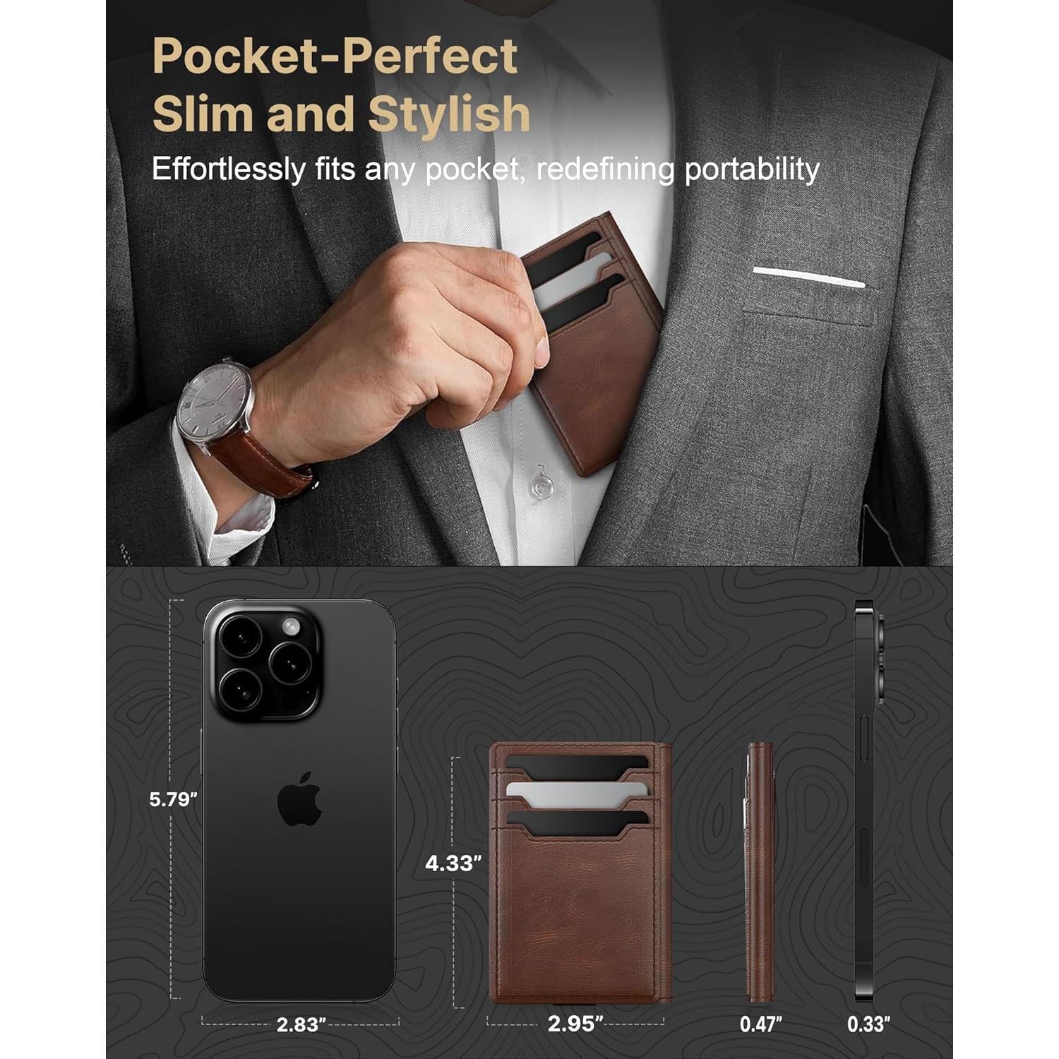 Cartera de Cuero Typecase para Hombres con Bloqueo RFID - Marrón