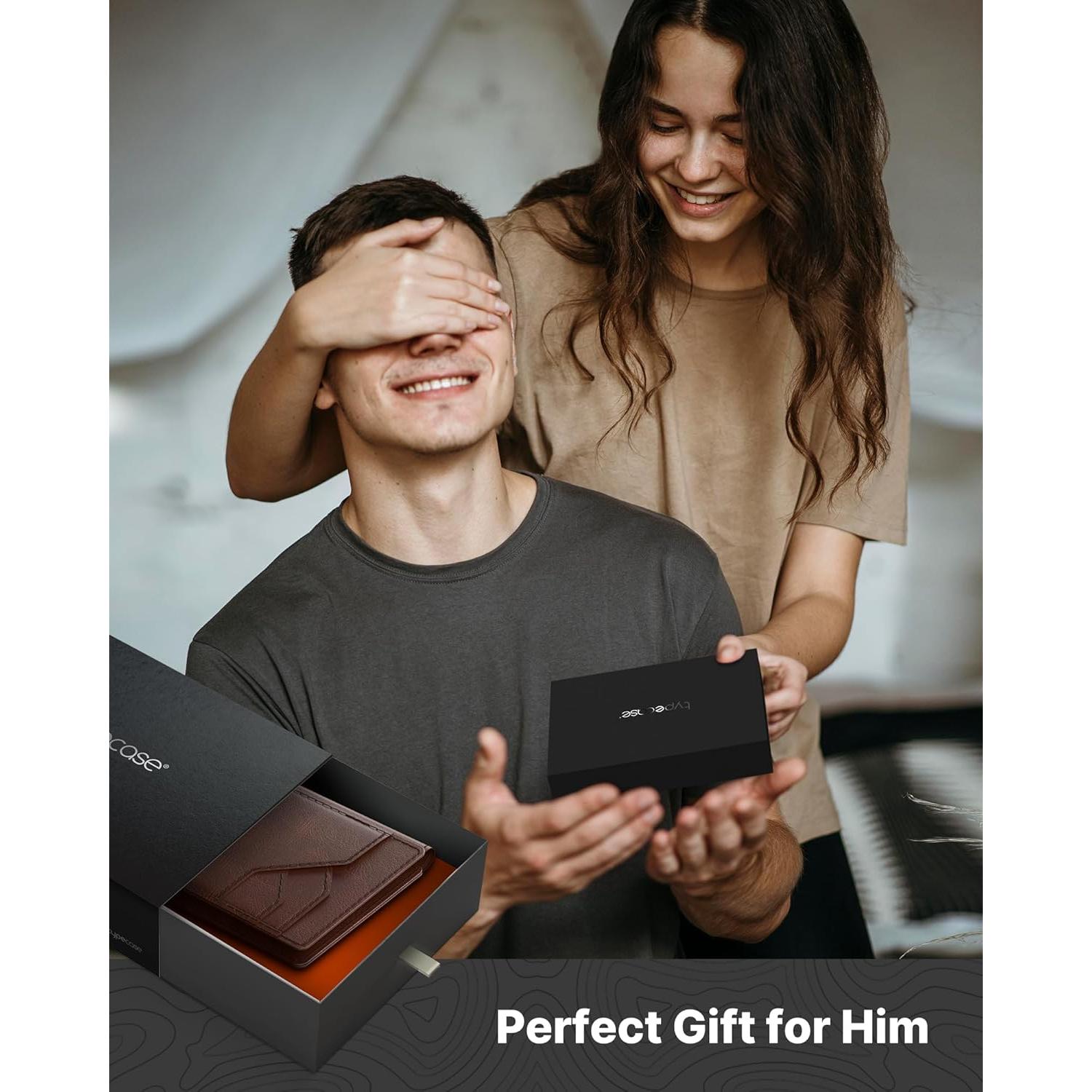 Cartera de Cuero Typecase para Hombres con Bloqueo RFID - Marrón