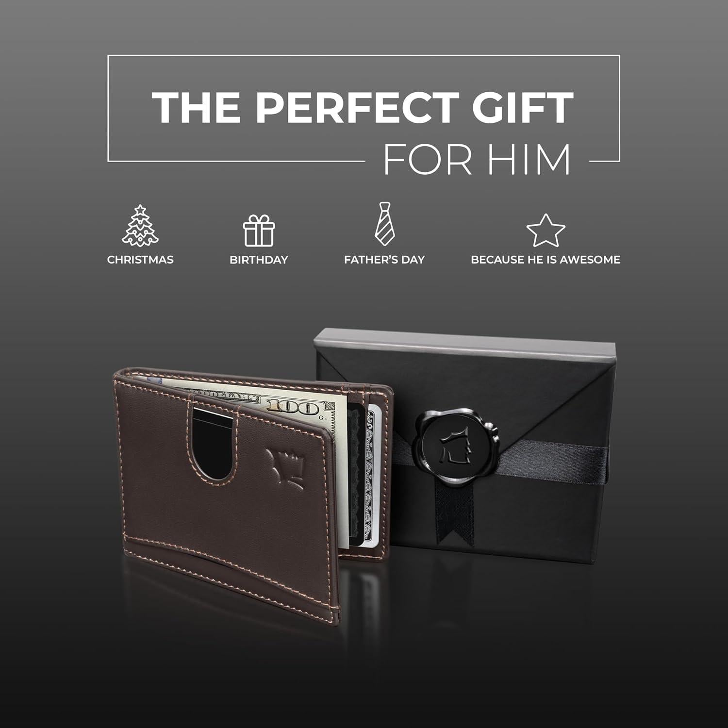 Billetera de Cuero Kingly Cash Clip para Hombres con RFID