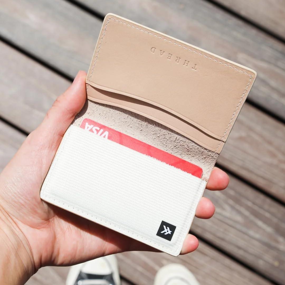 Cartera Bifold Slim Thread Wallets con Bloqueo RFID - Blanco Roto