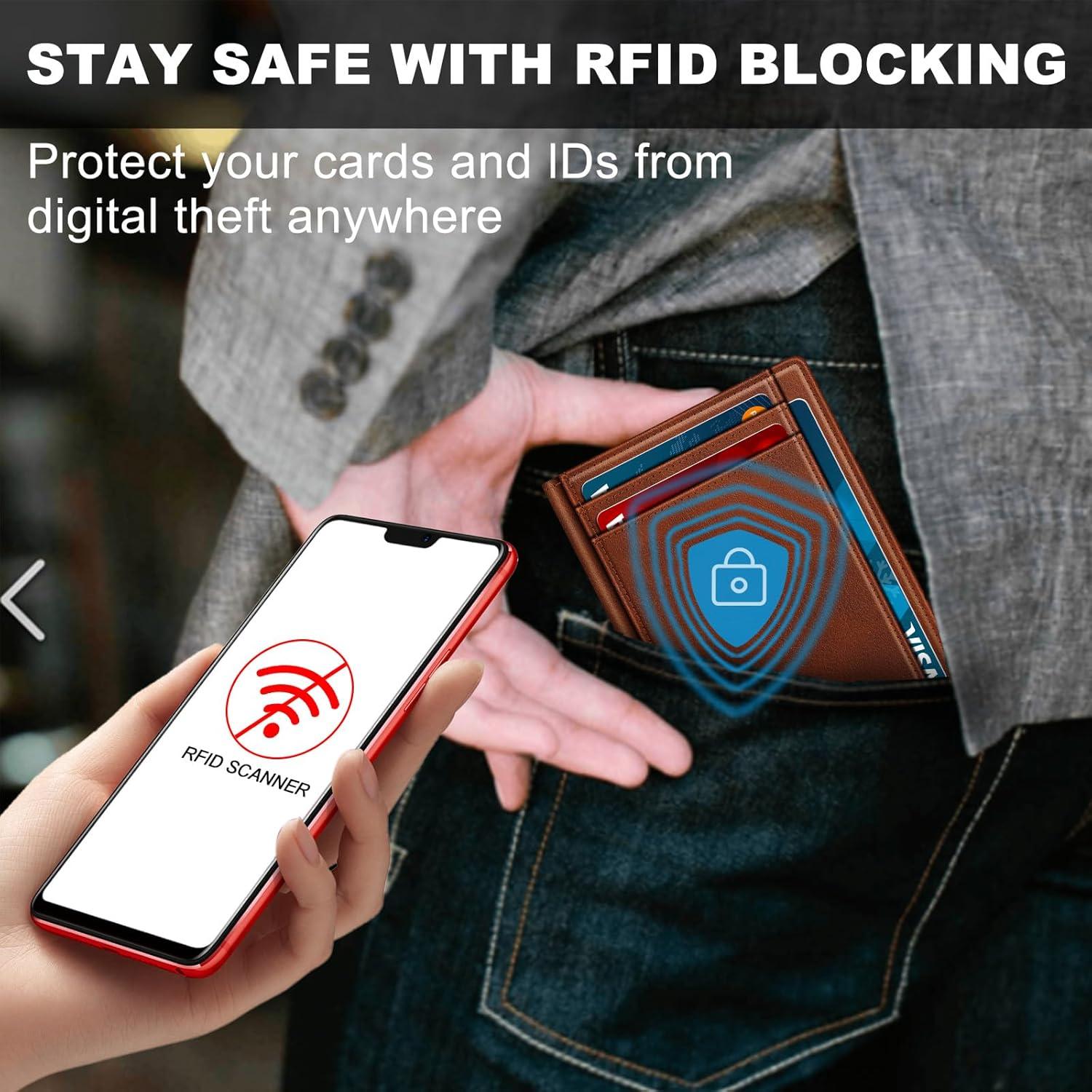 Billetera Minimalista de Cuero GTWUP con Bloqueo RFID - Fibra de Carbono