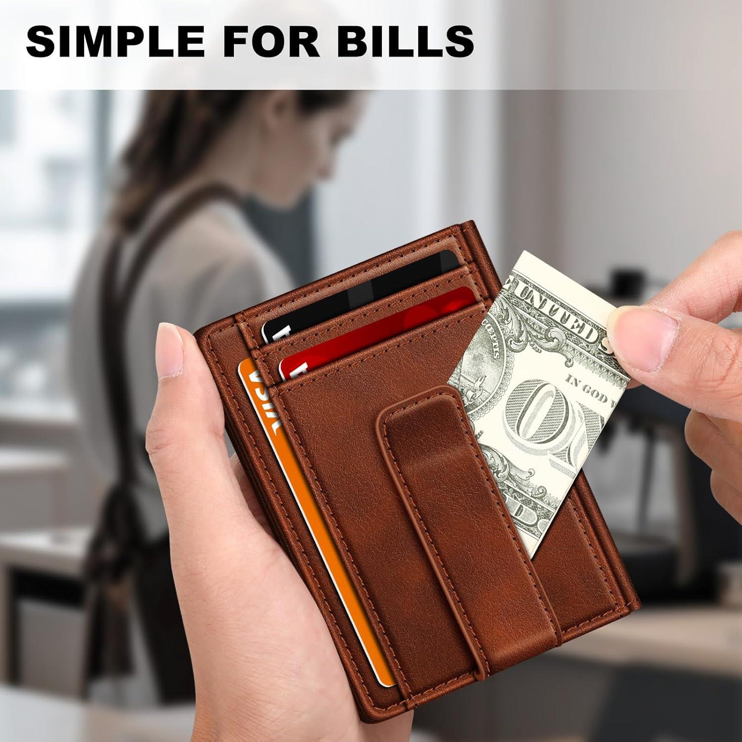 Billetera Minimalista de Cuero GTWUP con Bloqueo RFID - Fibra de Carbono