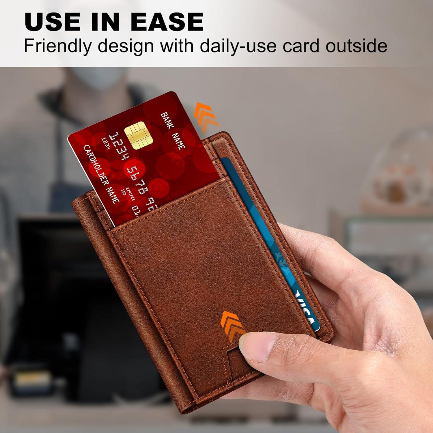 Billetera Minimalista de Cuero GTWUP con Bloqueo RFID - Fibra de Carbono