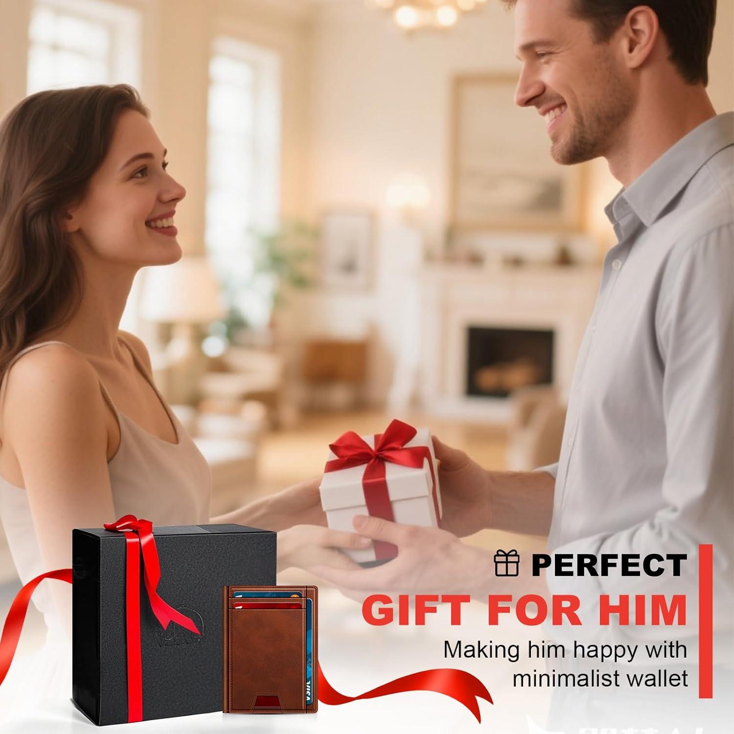 Billetera Minimalista de Cuero GTWUP con Bloqueo RFID - Fibra de Carbono