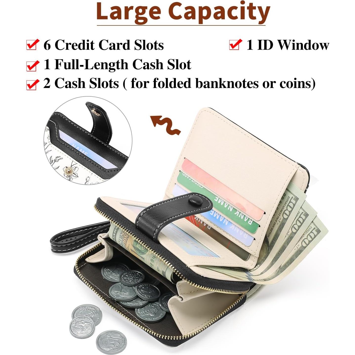 Cartera GAEKEAO Mujer Slim RFID Cuero Floral 11.5x9.5cm