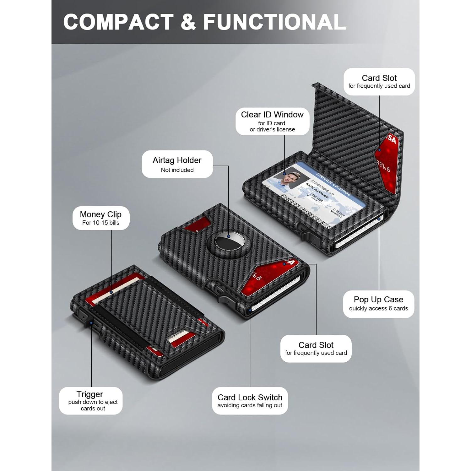 Billetera Slim Minimalista IITRRS para Hombres con Airtag y RFID