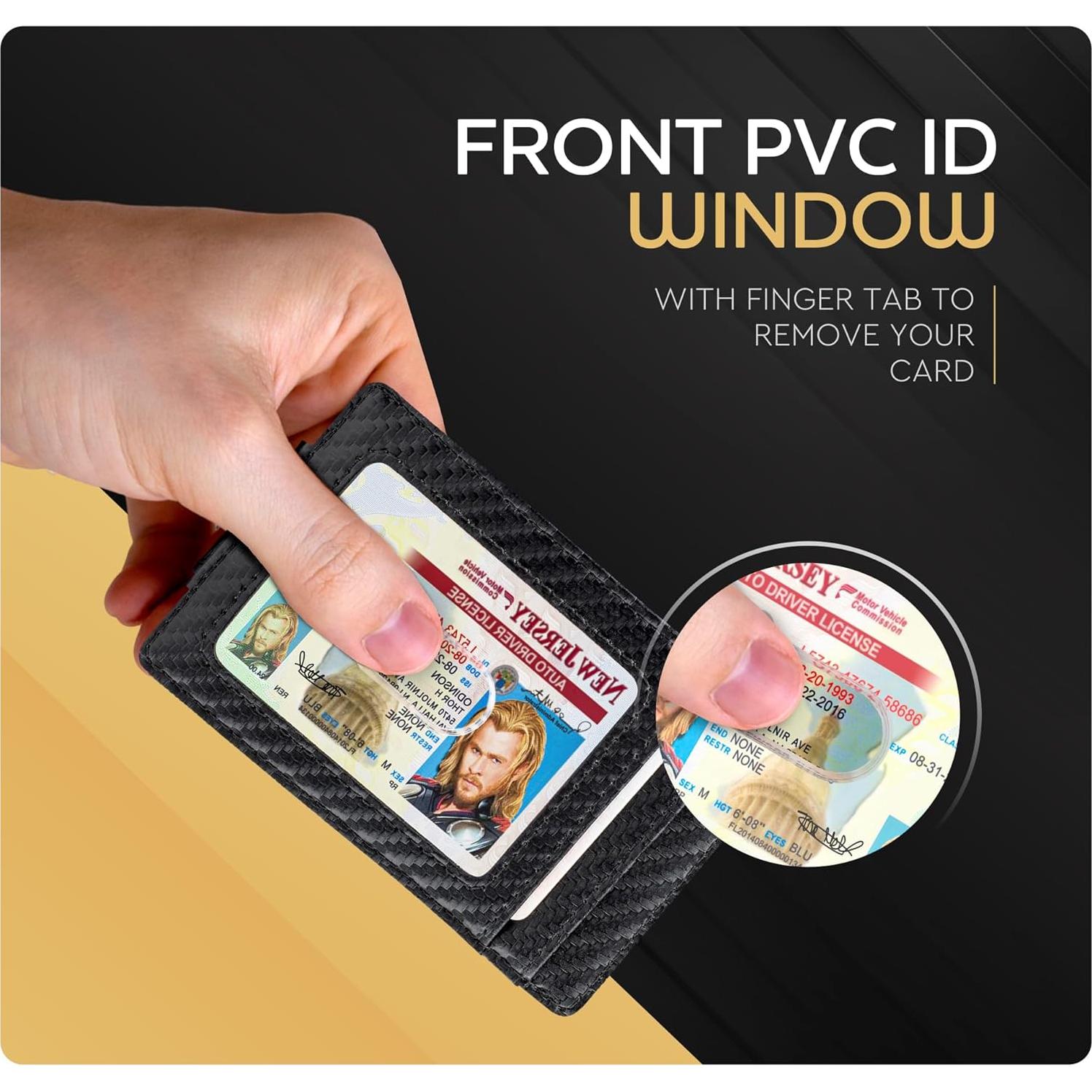 Cartera de Cuero Genuino para Hombre con Clip Magnético RFID